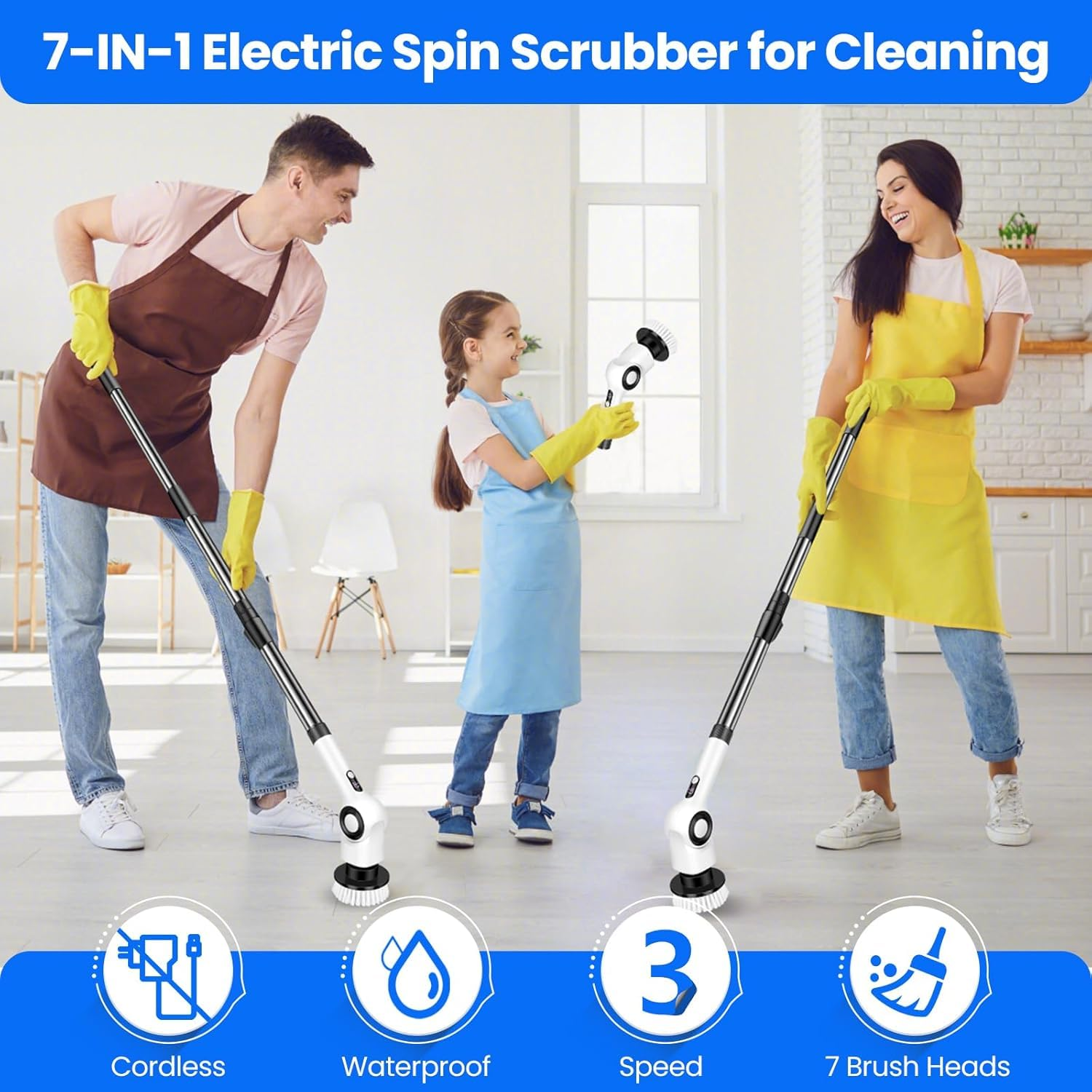 Seven-in-one multifunctional electric cleaning brush