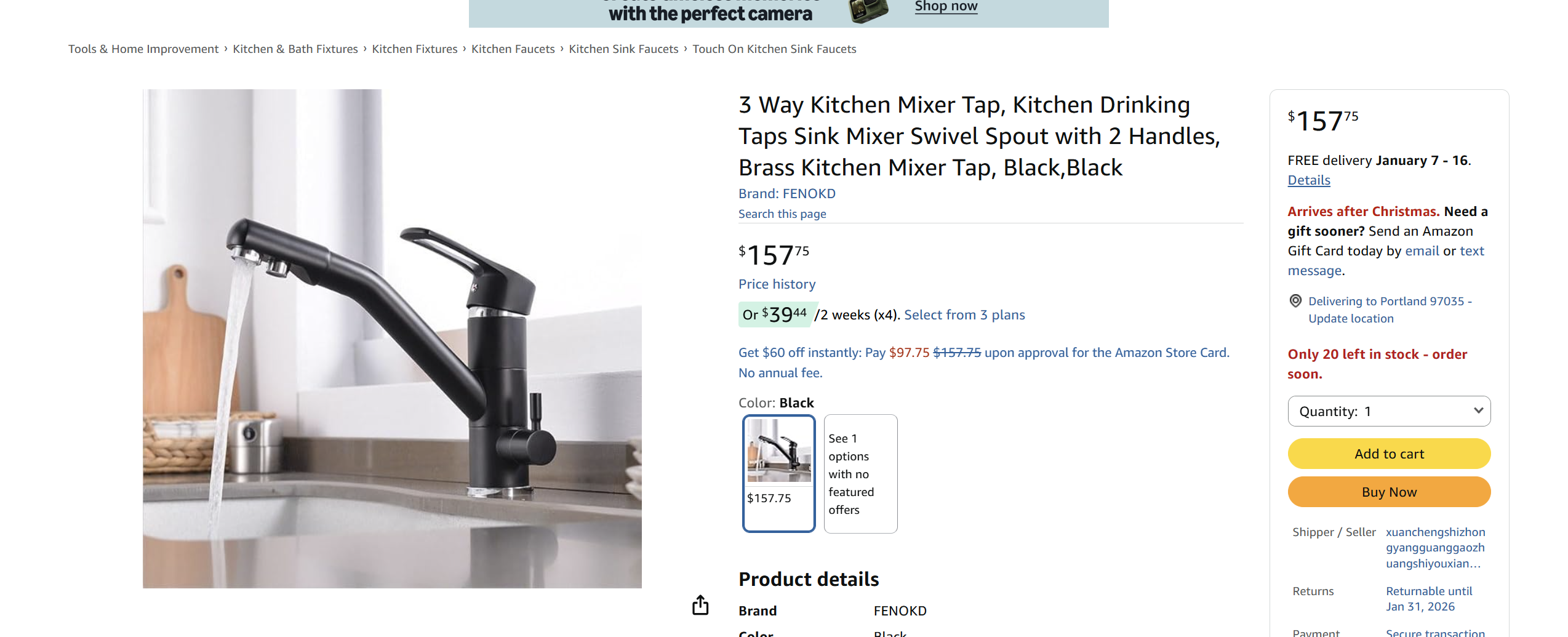 3 Way Kitchen Mixer Tap