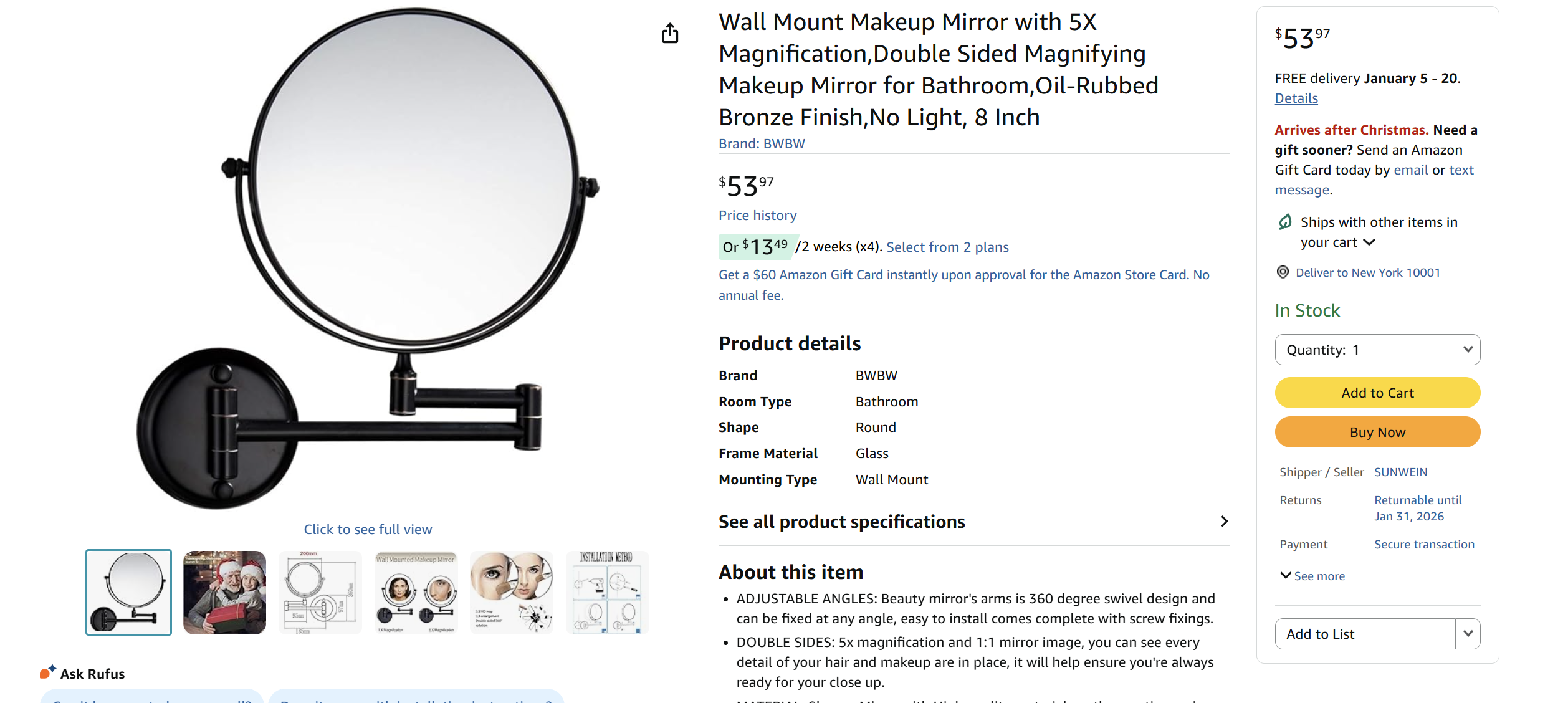 Bathroom hotel mirror