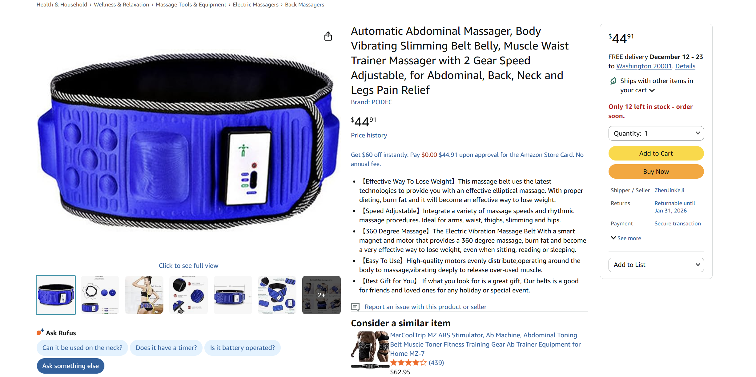 slimming electric waist massage belt