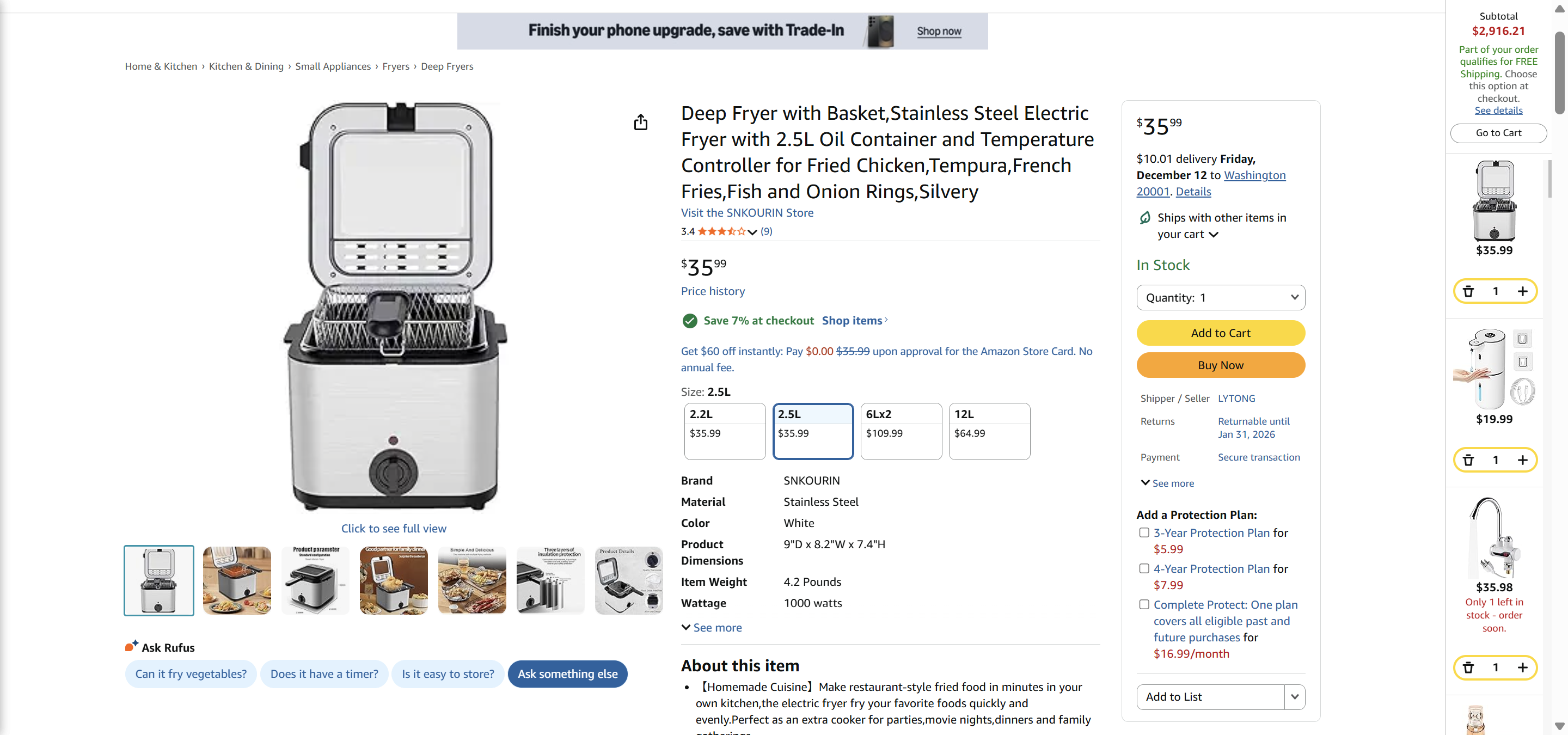 Large capacity fried chicken chips fryer
