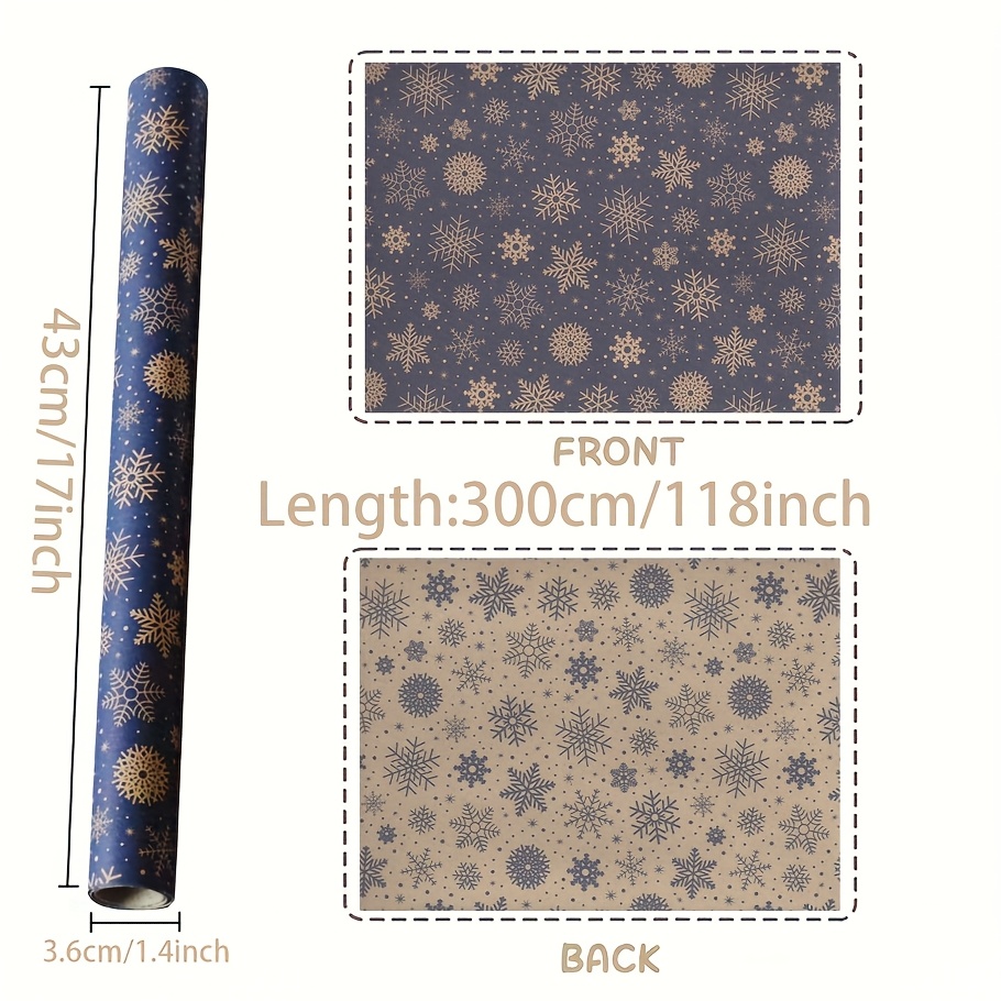 Extra Long Dark Blue Snowflake Wrapping Paper Roll