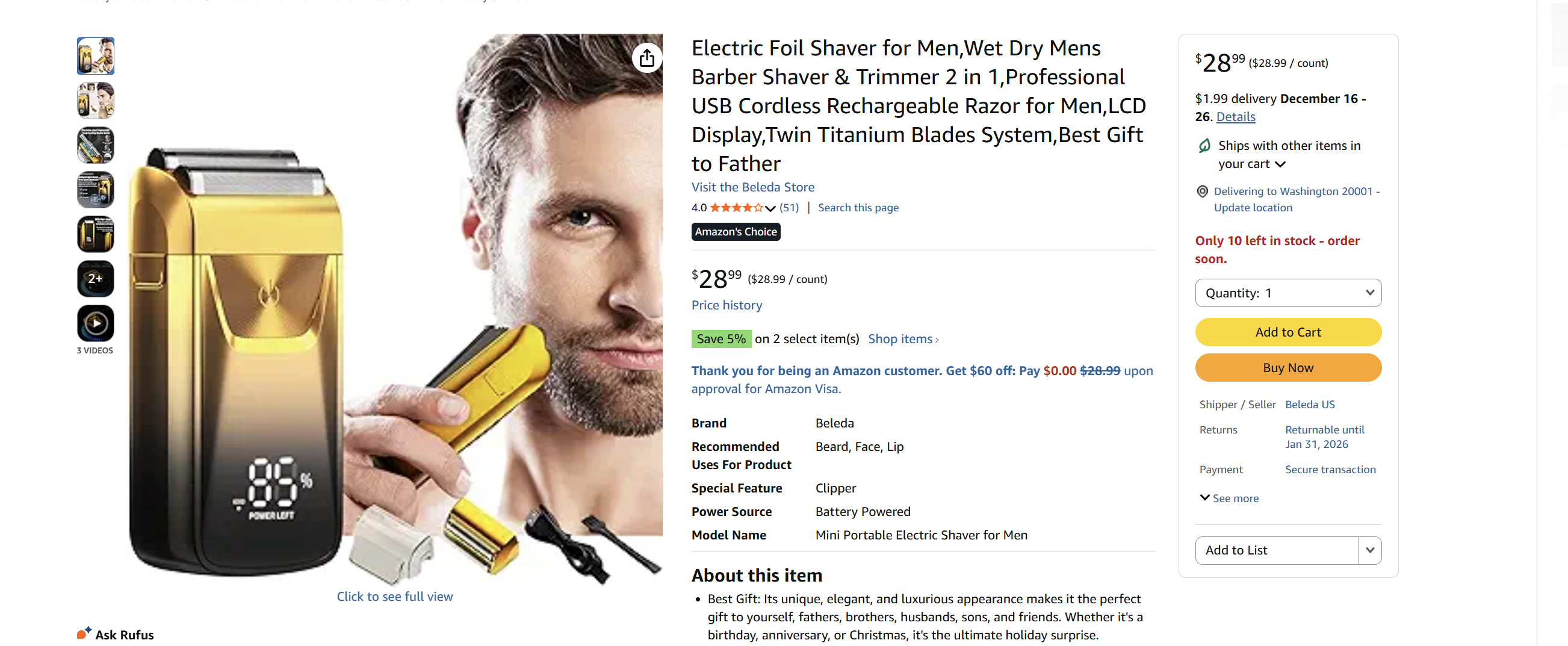 Shaver portable electric hair clipper