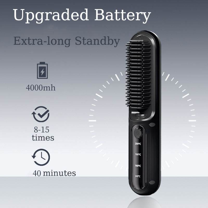 Cordless Rechargeable Hair Straightener Brush