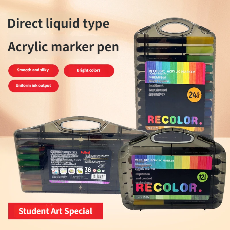 Direct-flow acrylic marker pens for children, 12/24/36 colours