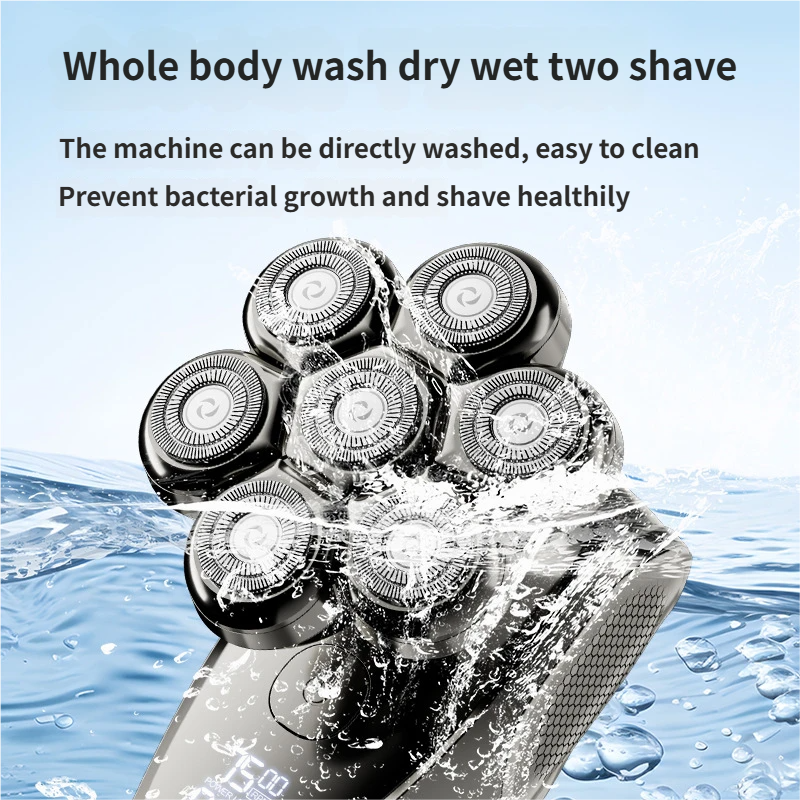 Five-in-one razor with seven heads