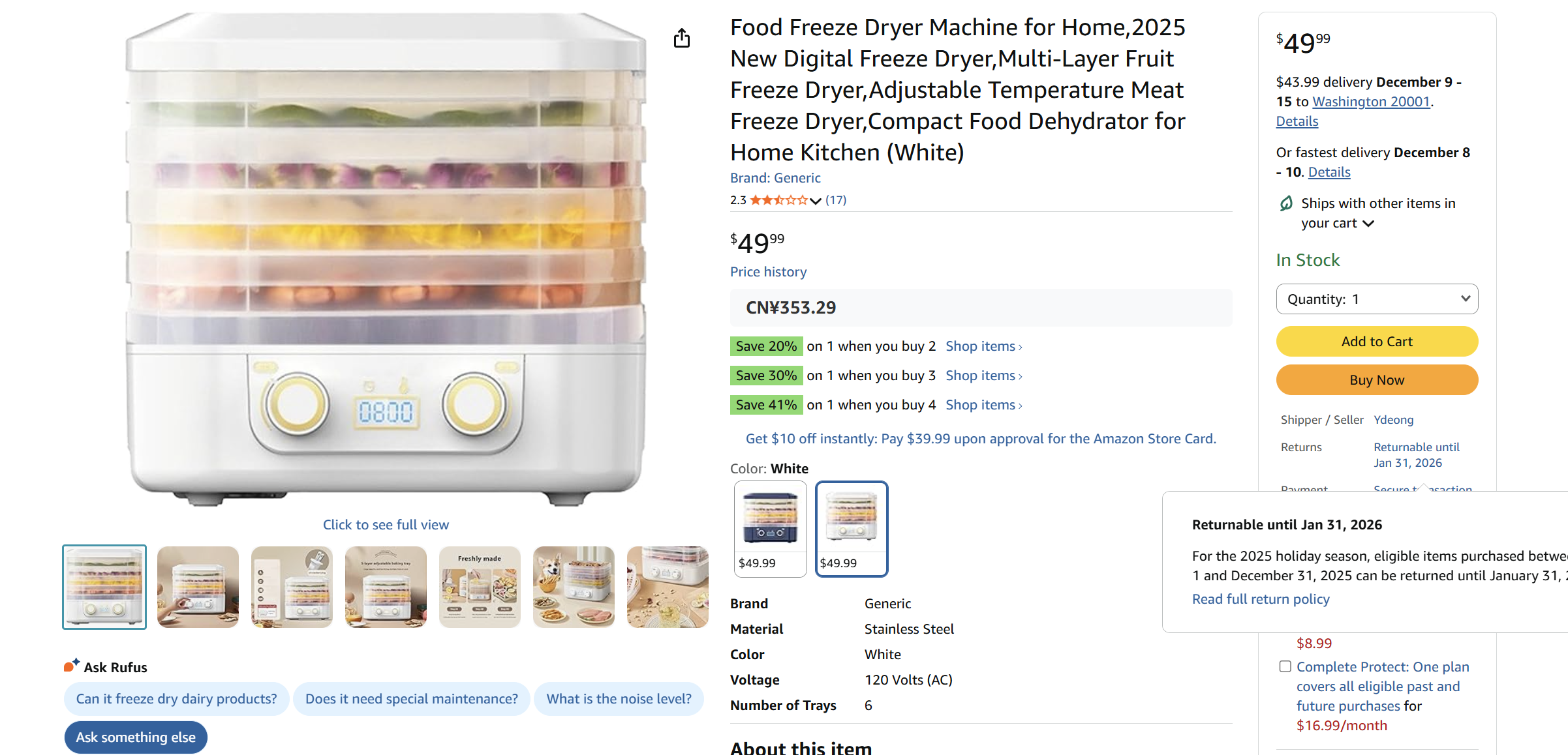 Vegetable dehydrator Dry fruit machine