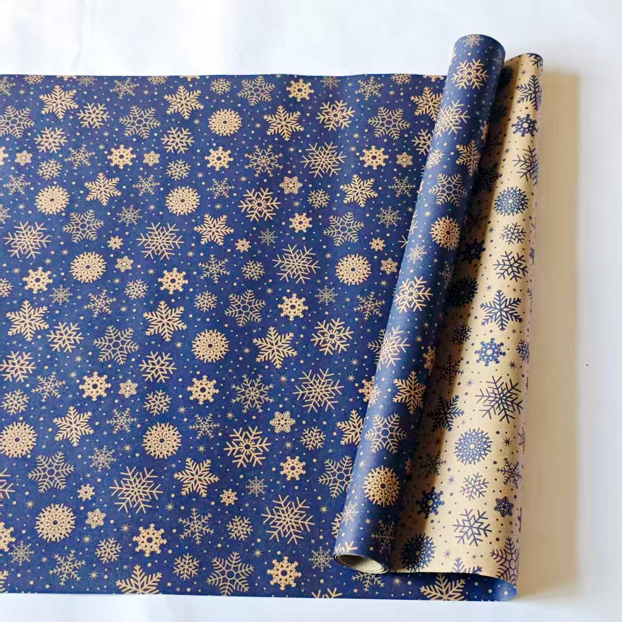 Extra Long Dark Blue Snowflake Wrapping Paper Roll