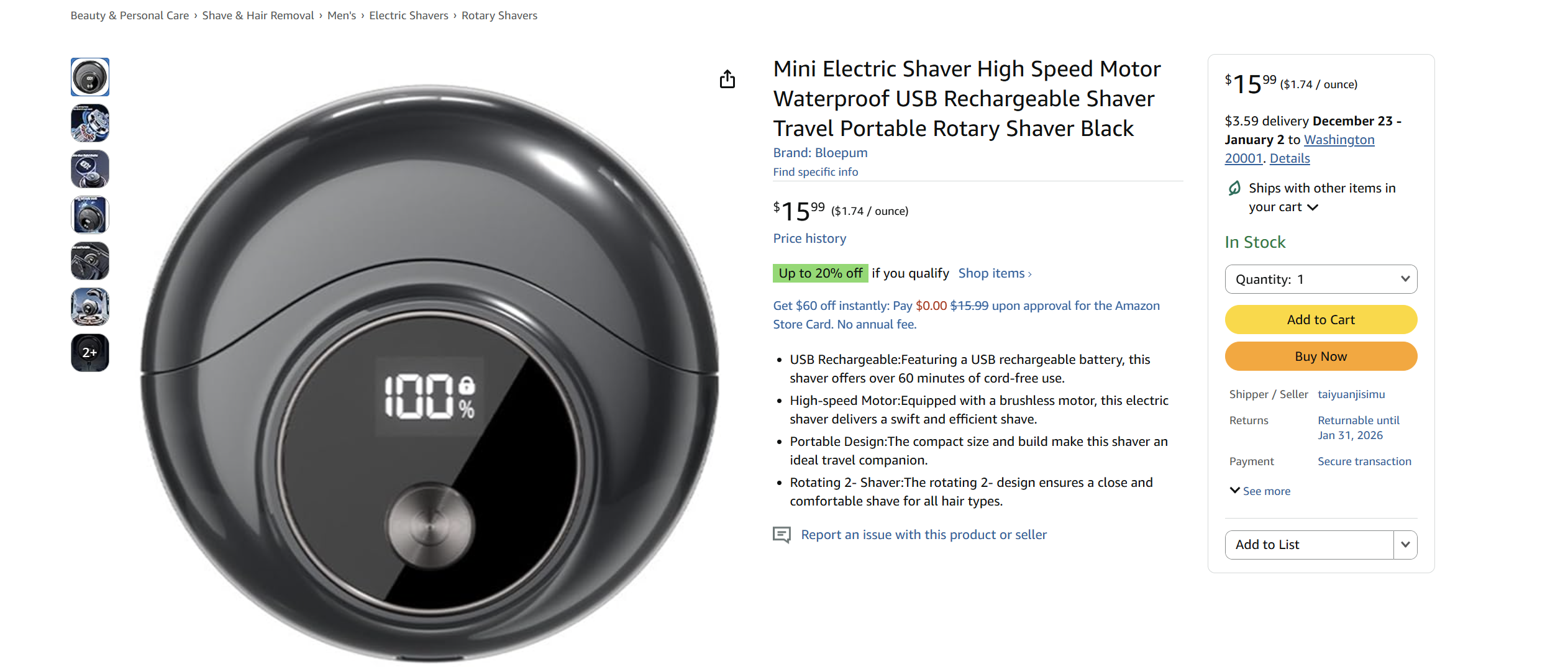 Small flying saucer shaver