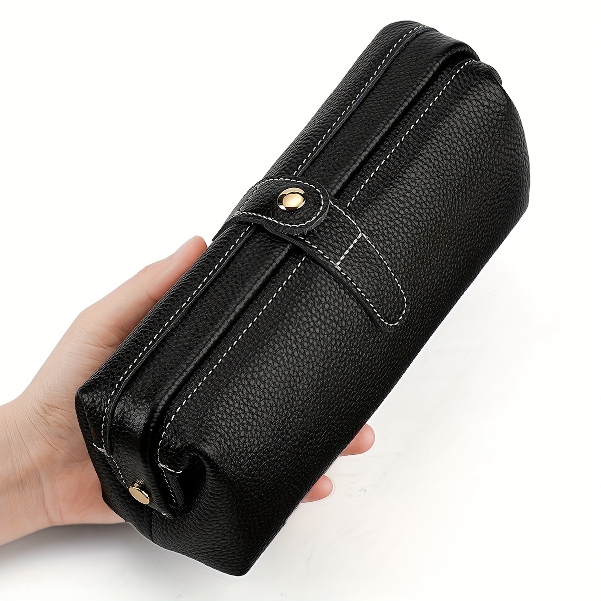Large Capacity Genuine Leather Travel Makeup Bag