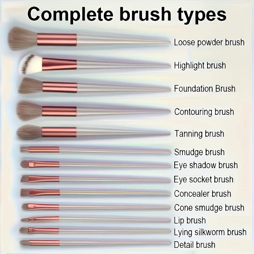 Complete Makeup Brush Set Containing 13pcs with Soft Brushes