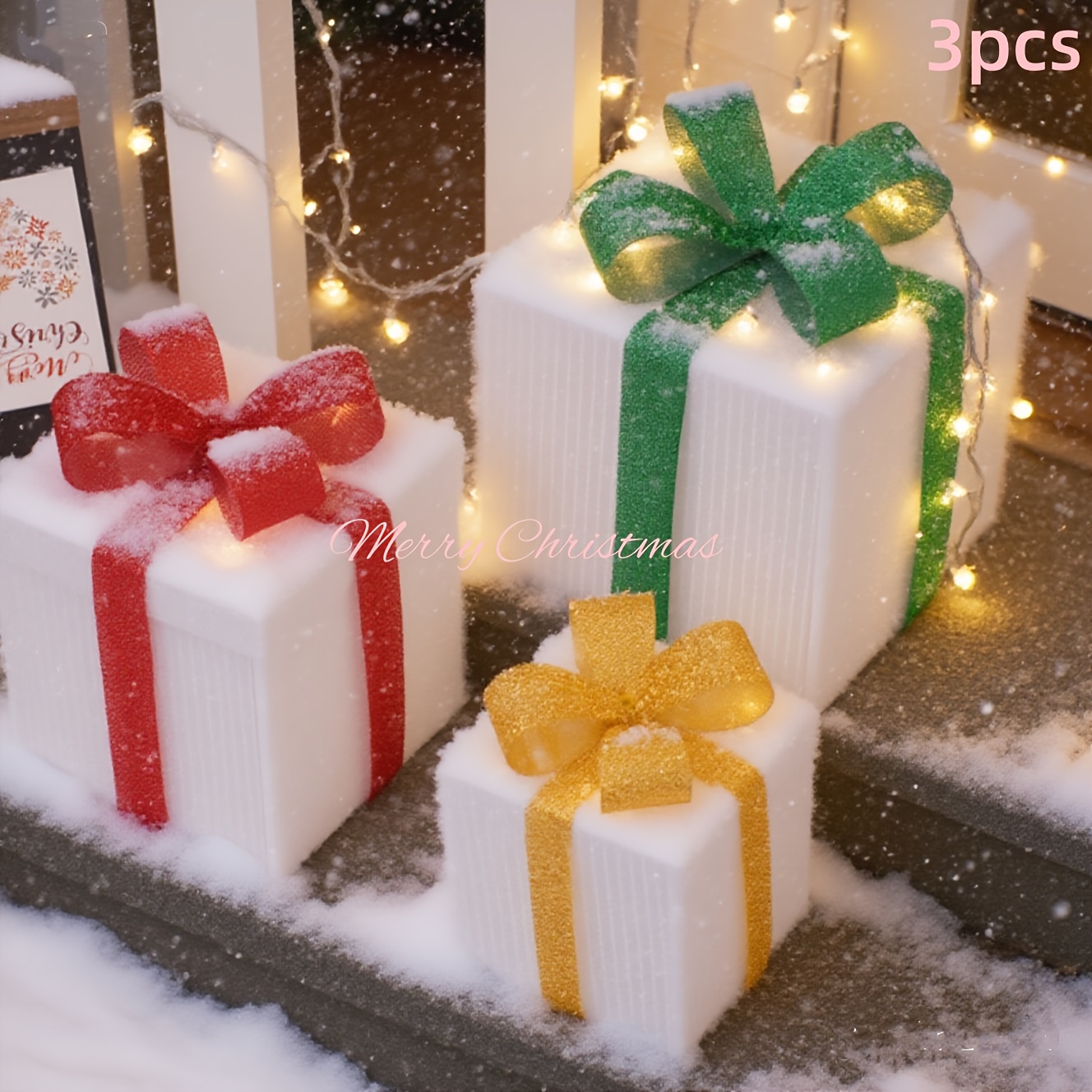 3pcs Lighted Christmas Gift Box Set 