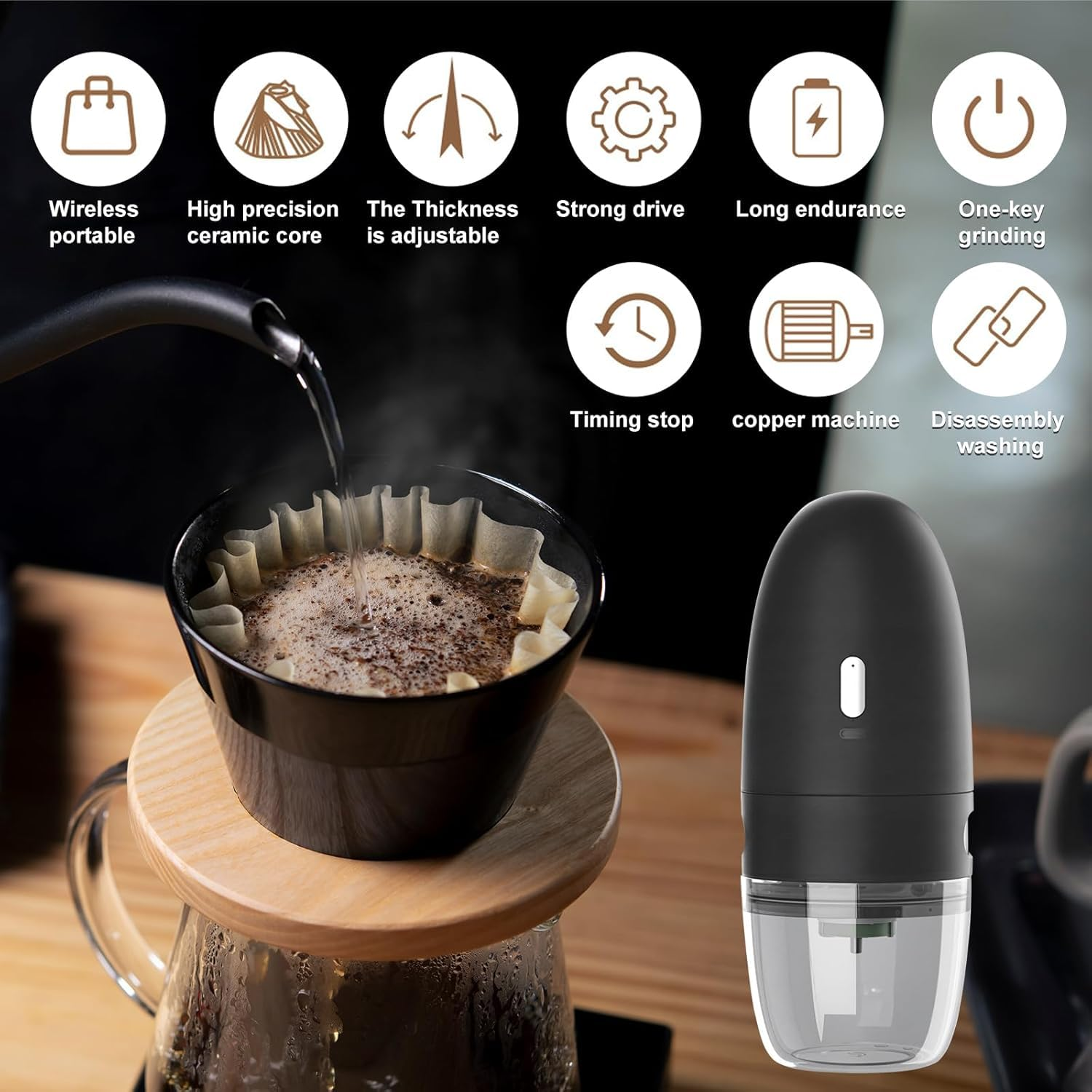 Portable coffee machine grinder
