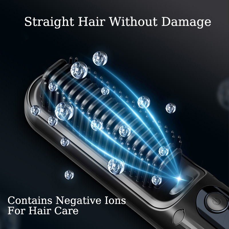 Cordless Rechargeable Hair Straightener Brush
