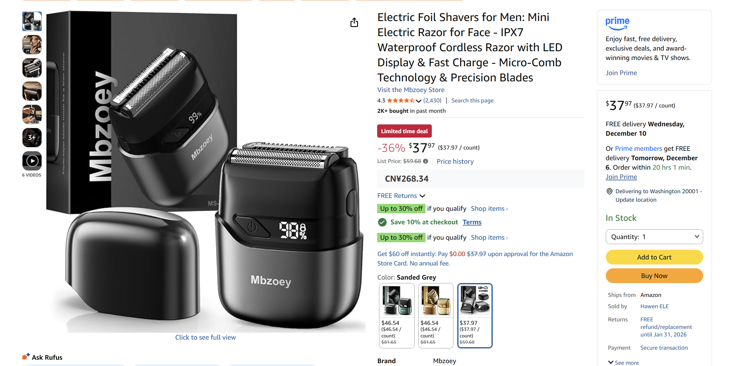 Quick-Charge Mini Automatic Waterproof Electric Shaver for Home Use