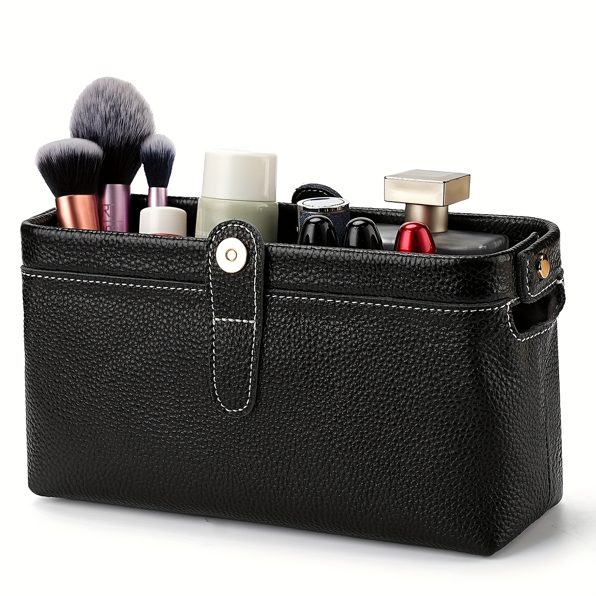Large Capacity Genuine Leather Travel Makeup Bag