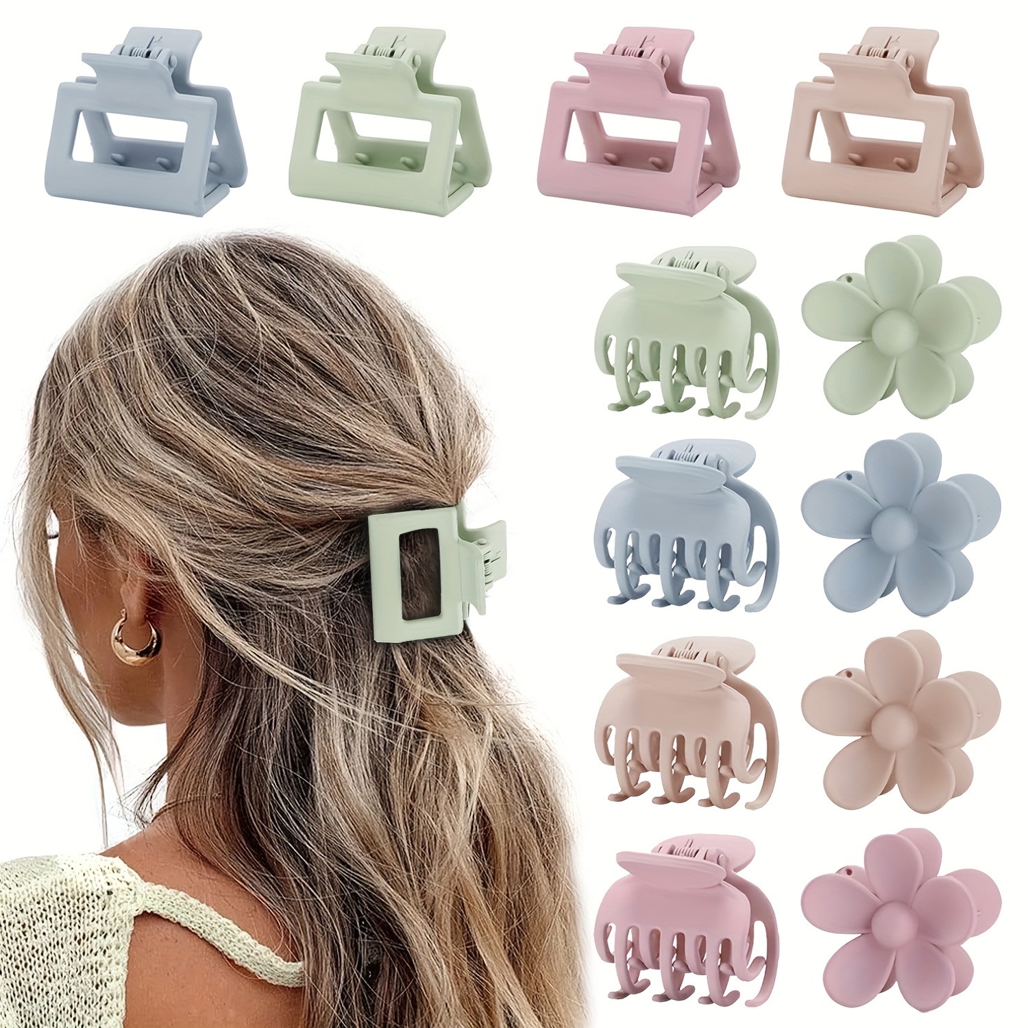 12 Set Small Claw Clips for Thin Thick Hair