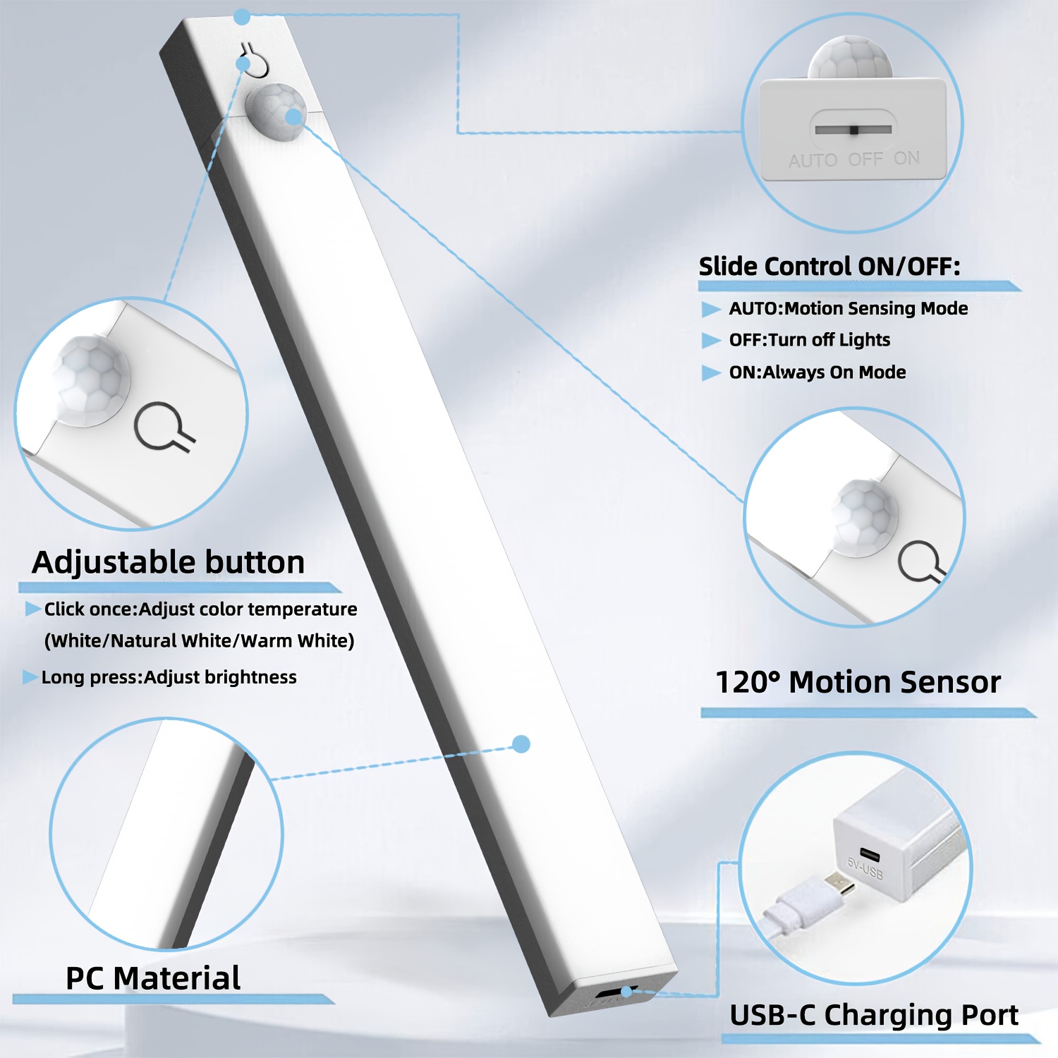 3pcs LED Motion Sensor 