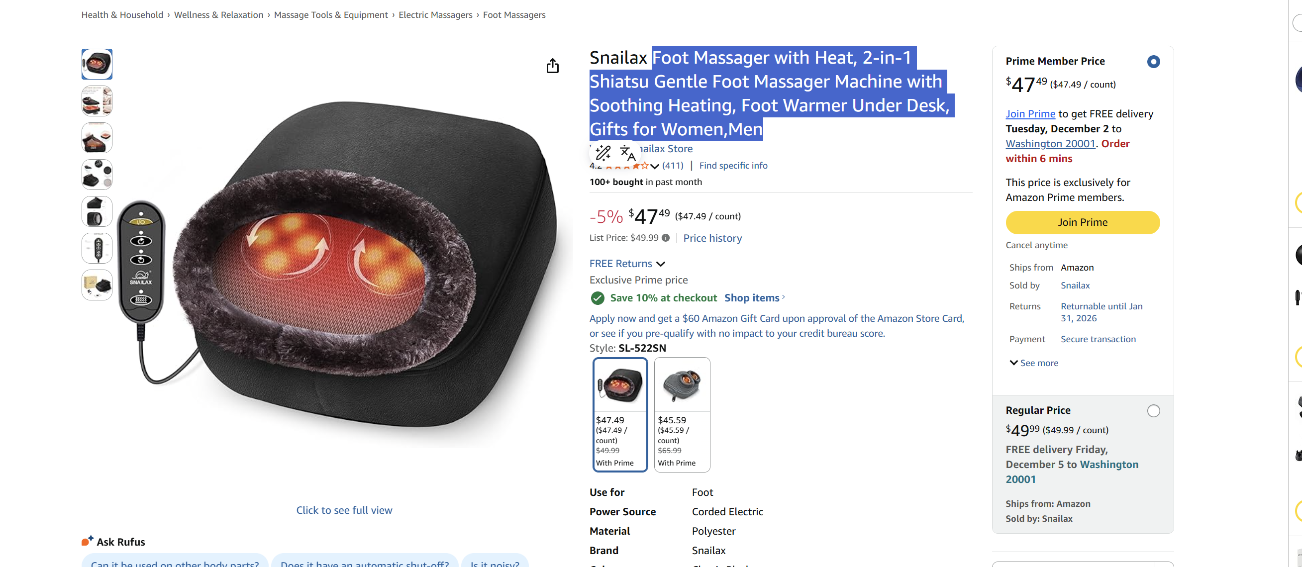 Kneading Foot massager with heating