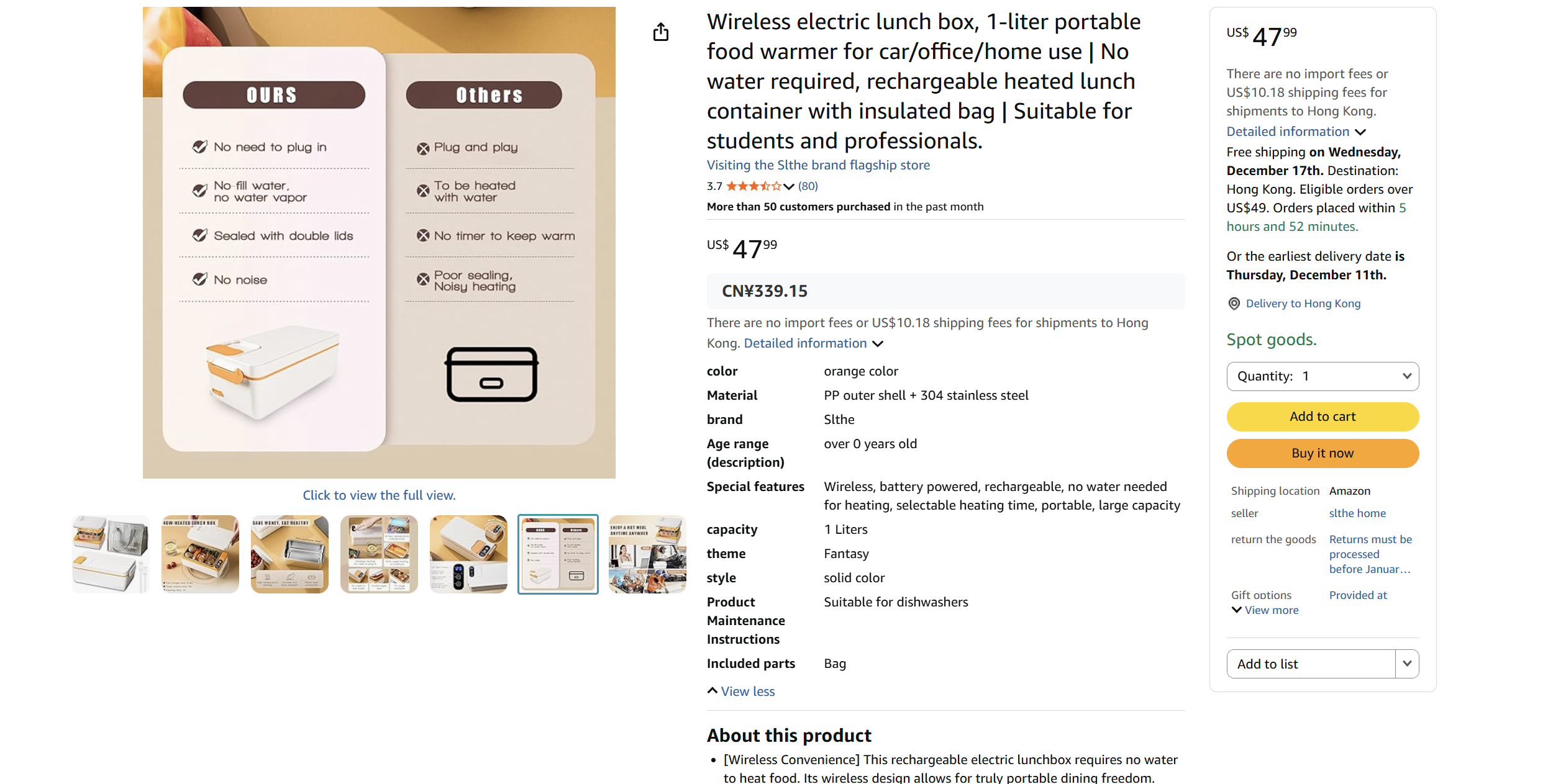 New rechargeable large capacity electric heat preservation lunch box