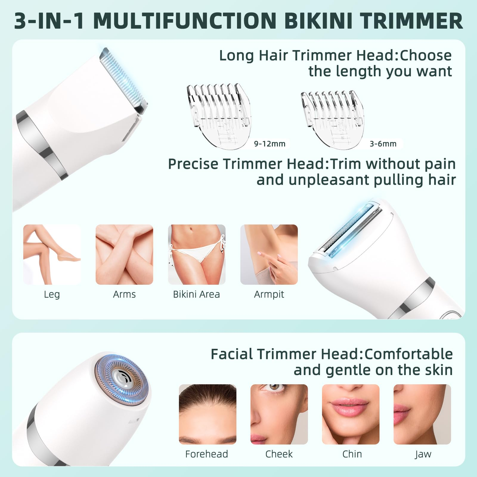 Three-in-one electric shaver for women
