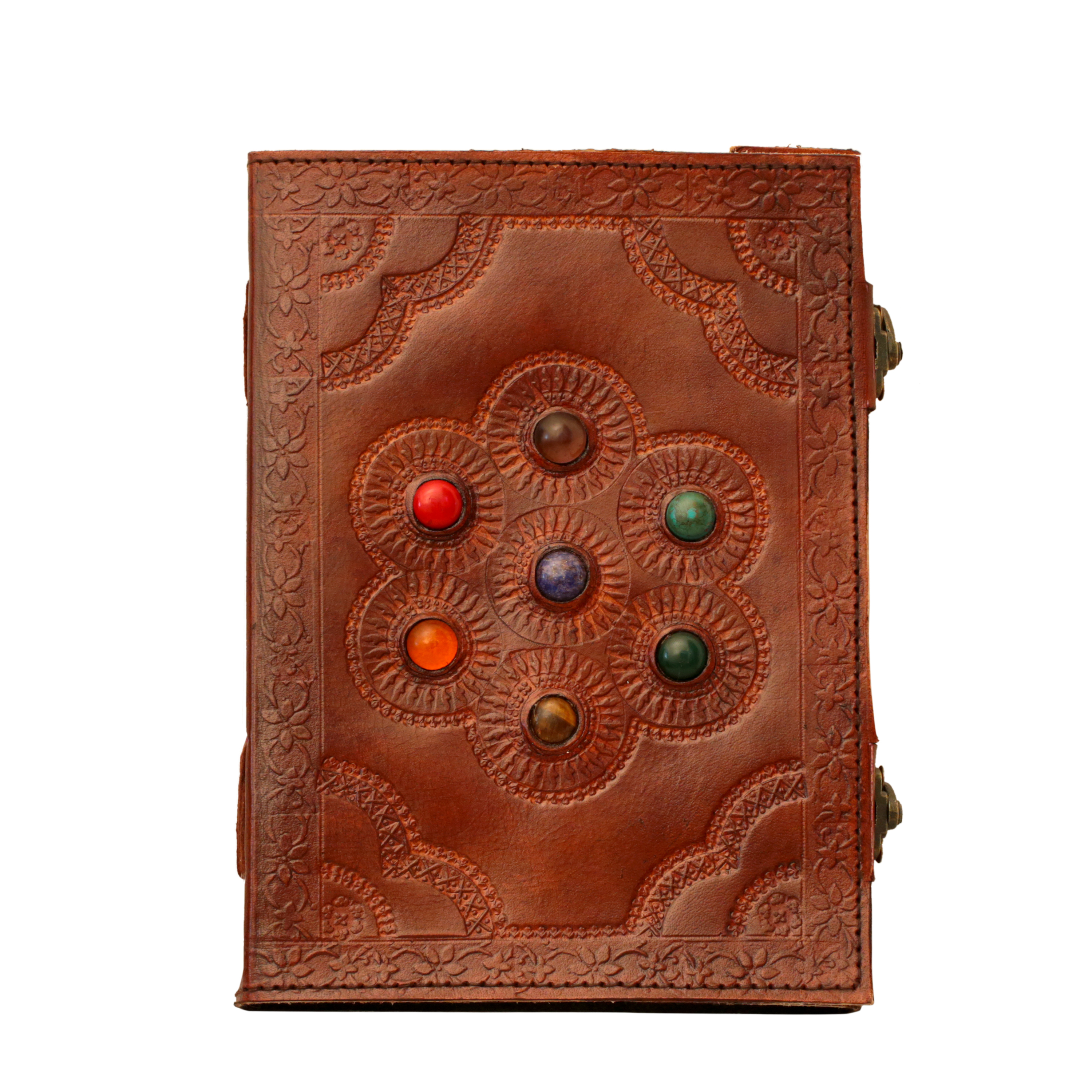 Handcrafted Leather Journal with Gemstone Inlays