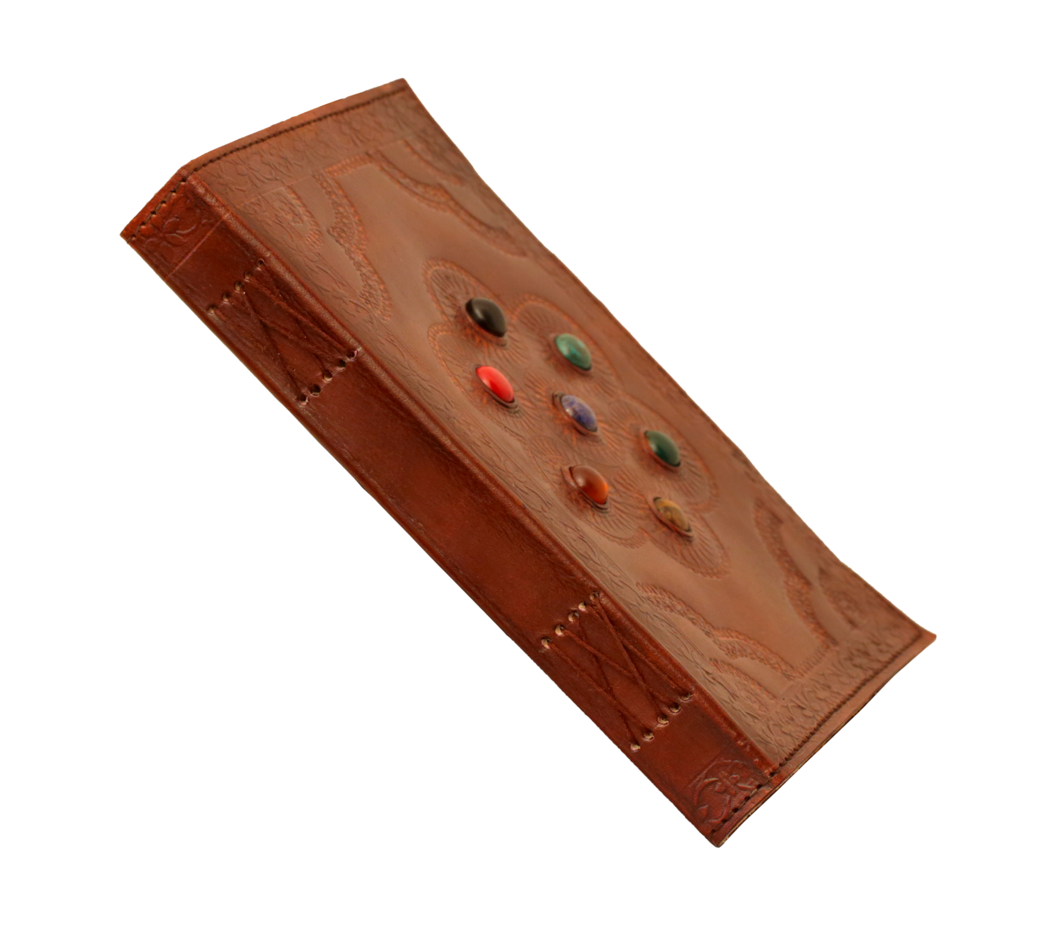 Handcrafted Leather Journal with Gemstone Inlays