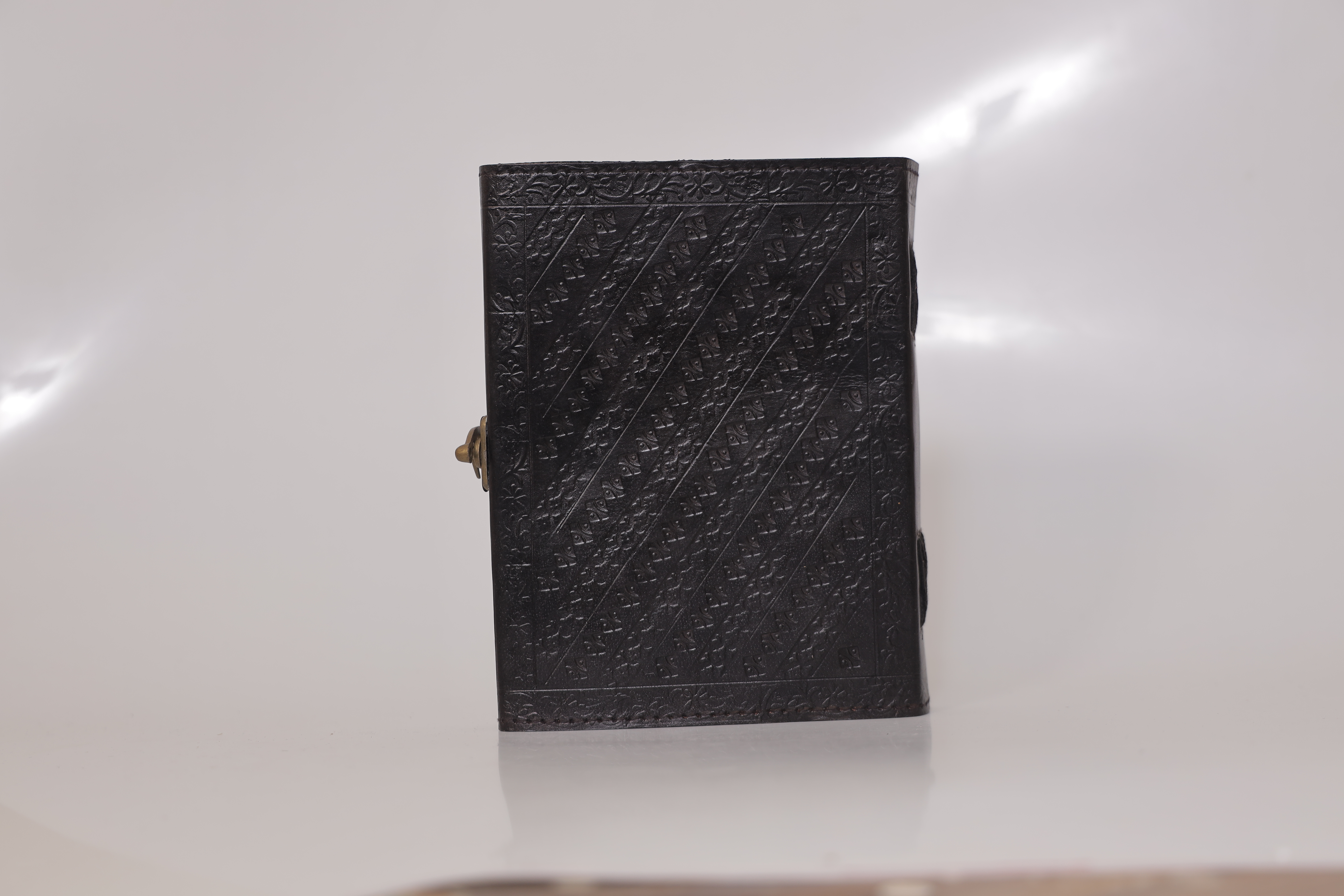 Handcrafted Leather Journal three stone chakara black 