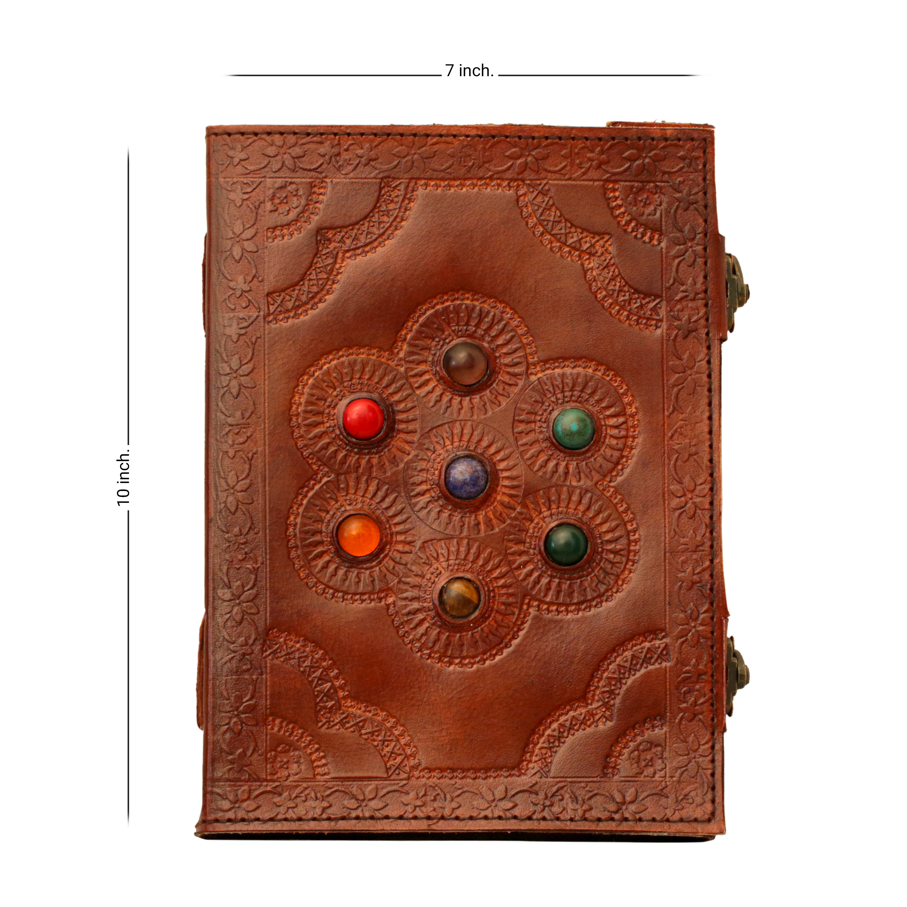 Handcrafted Leather Journal with Gemstone Inlays