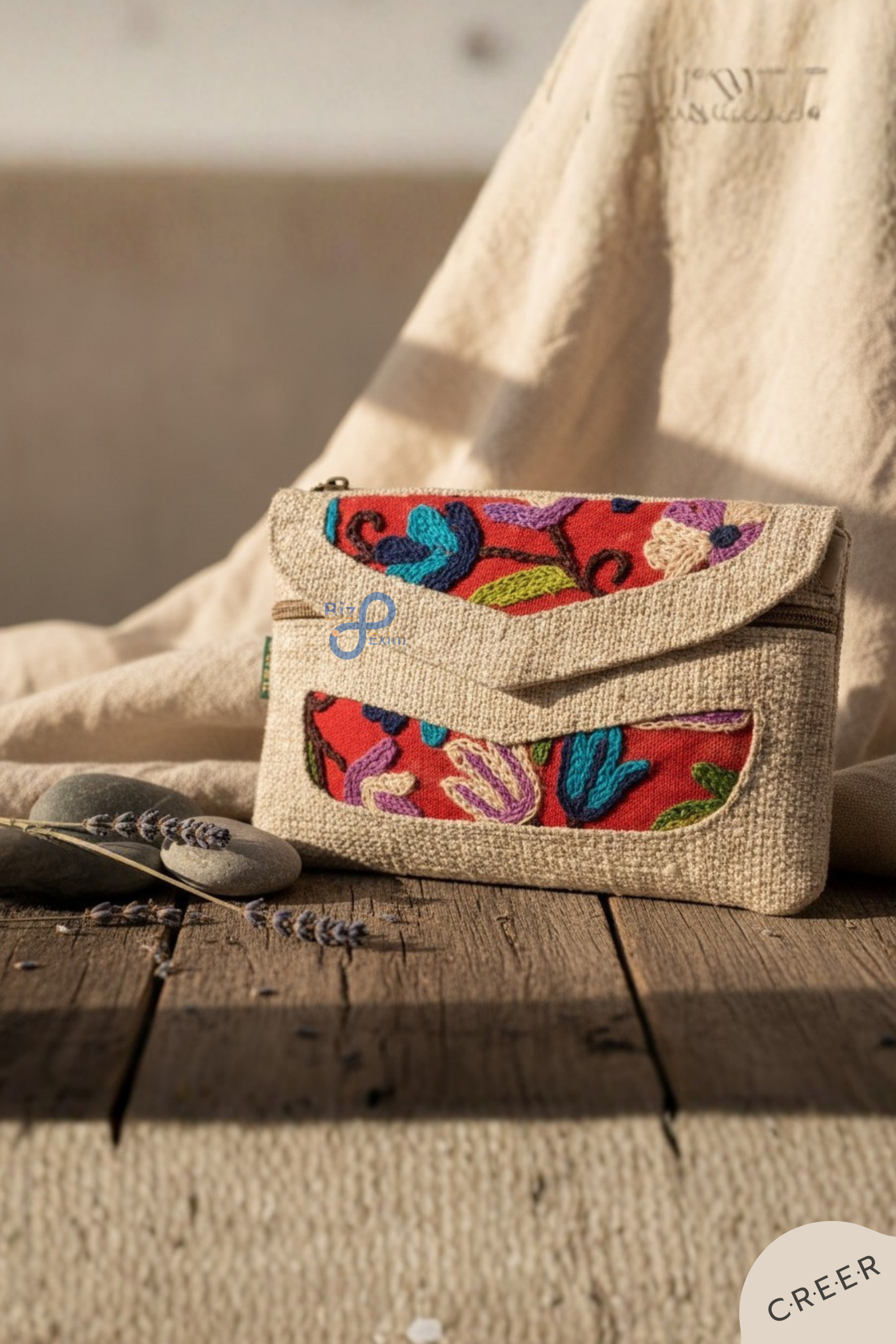 Handcrafted Sleek Hemp Fabric Clutch