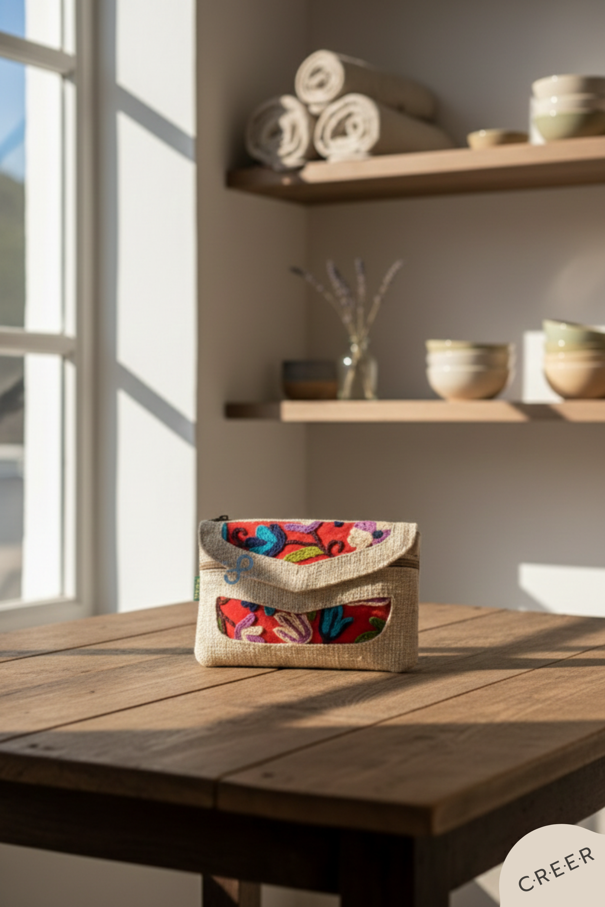 Handcrafted Sleek Hemp Fabric Clutch