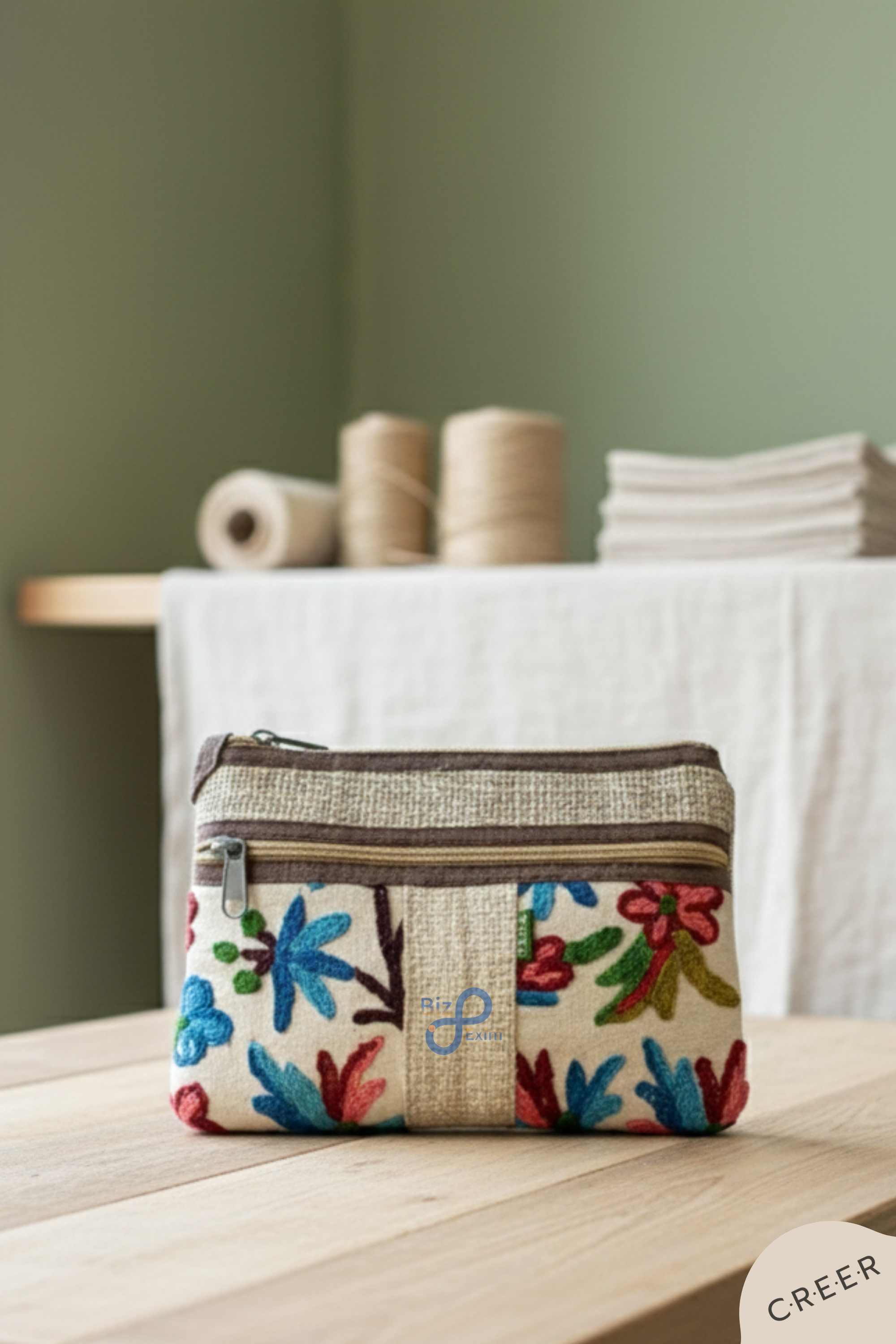 Handcrafted Sleek Hemp Fabric Clutch