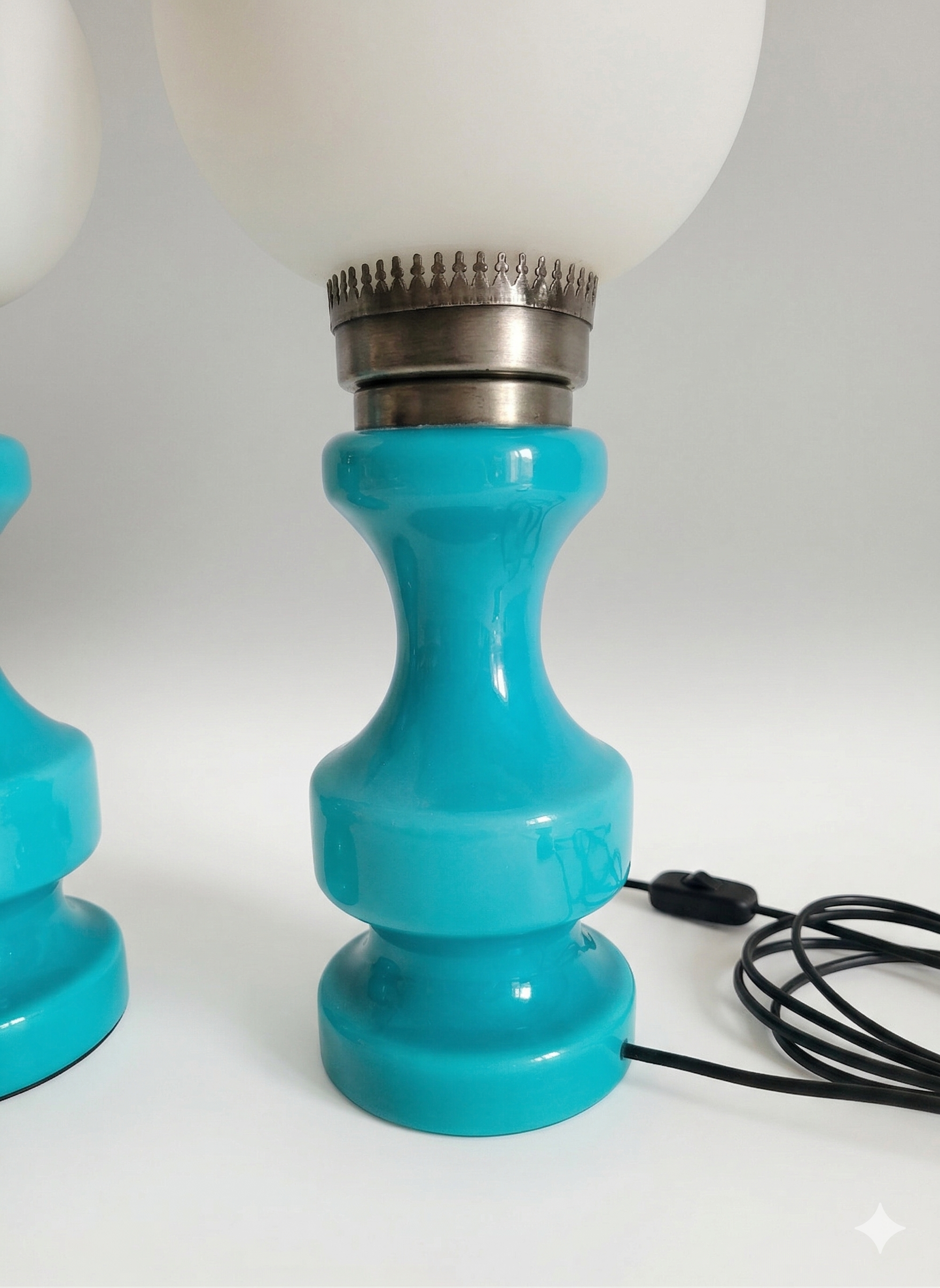 Lampe à poser, ceramique et opaline