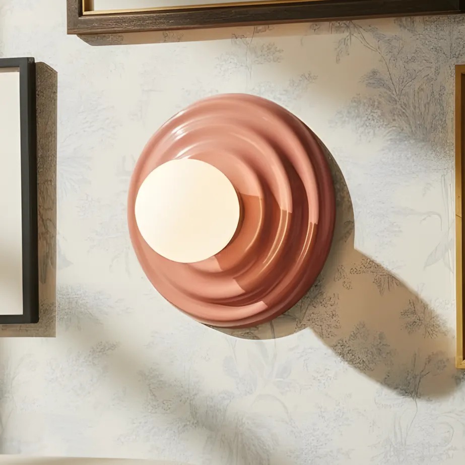 Applique murale design céramique brillante – terracotta / rose