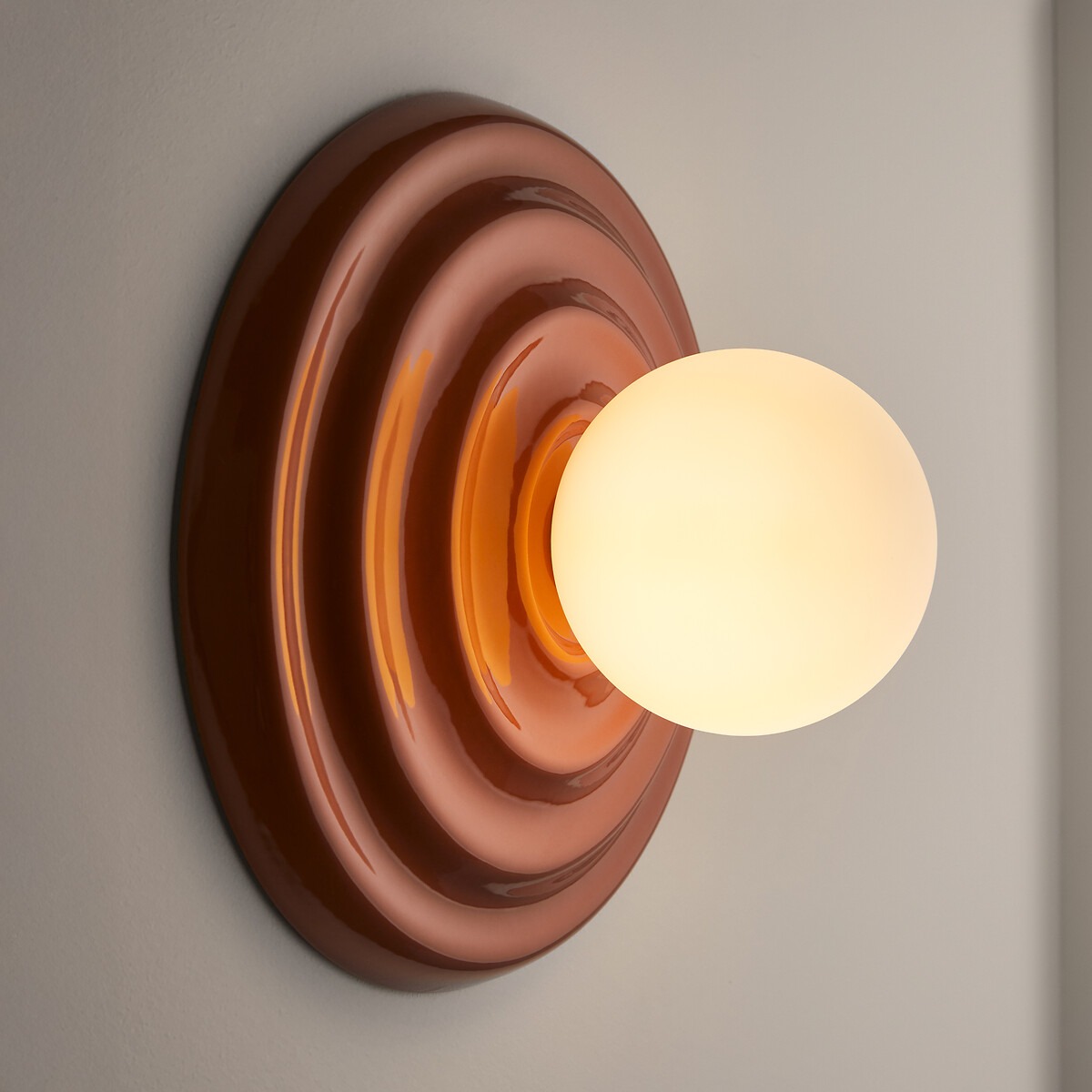 Applique murale design céramique brillante – terracotta / rose