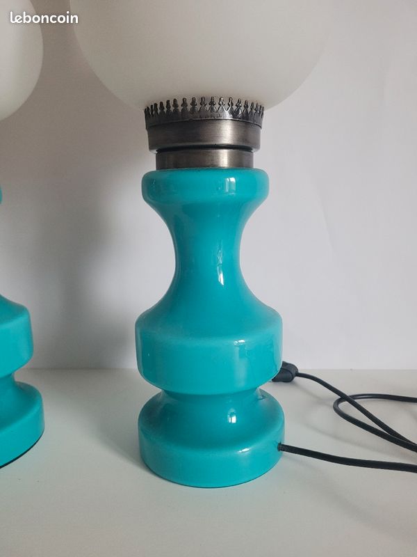 Lampe à poser, ceramique et opaline