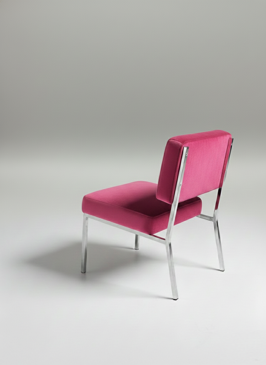 Chauffeuse design vintage chrome & velours 