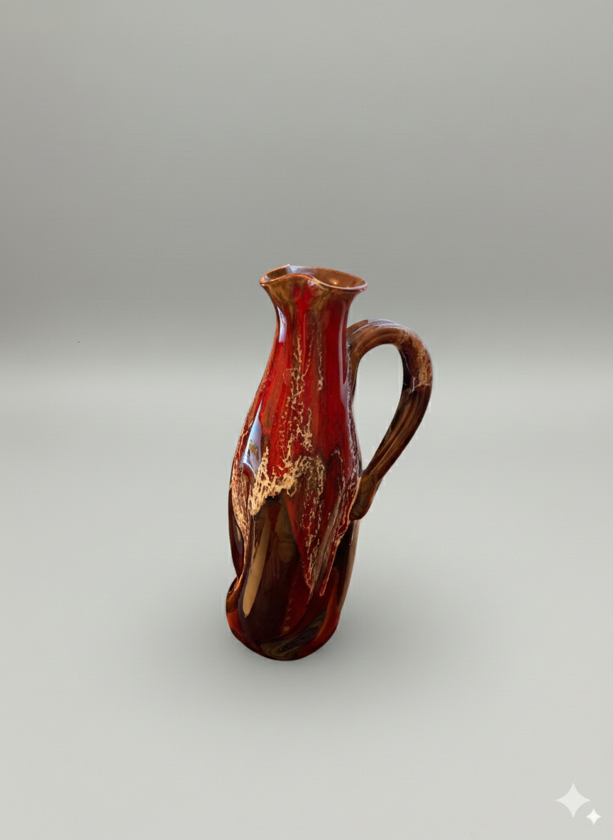 Vase Fat Lava Vallauris – céramique émaillée rouge & noire