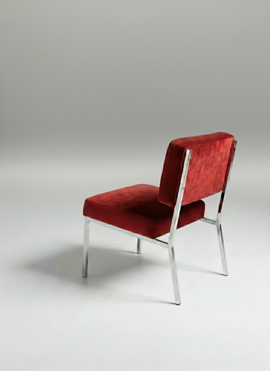 Chauffeuse design vintage chrome & velours 