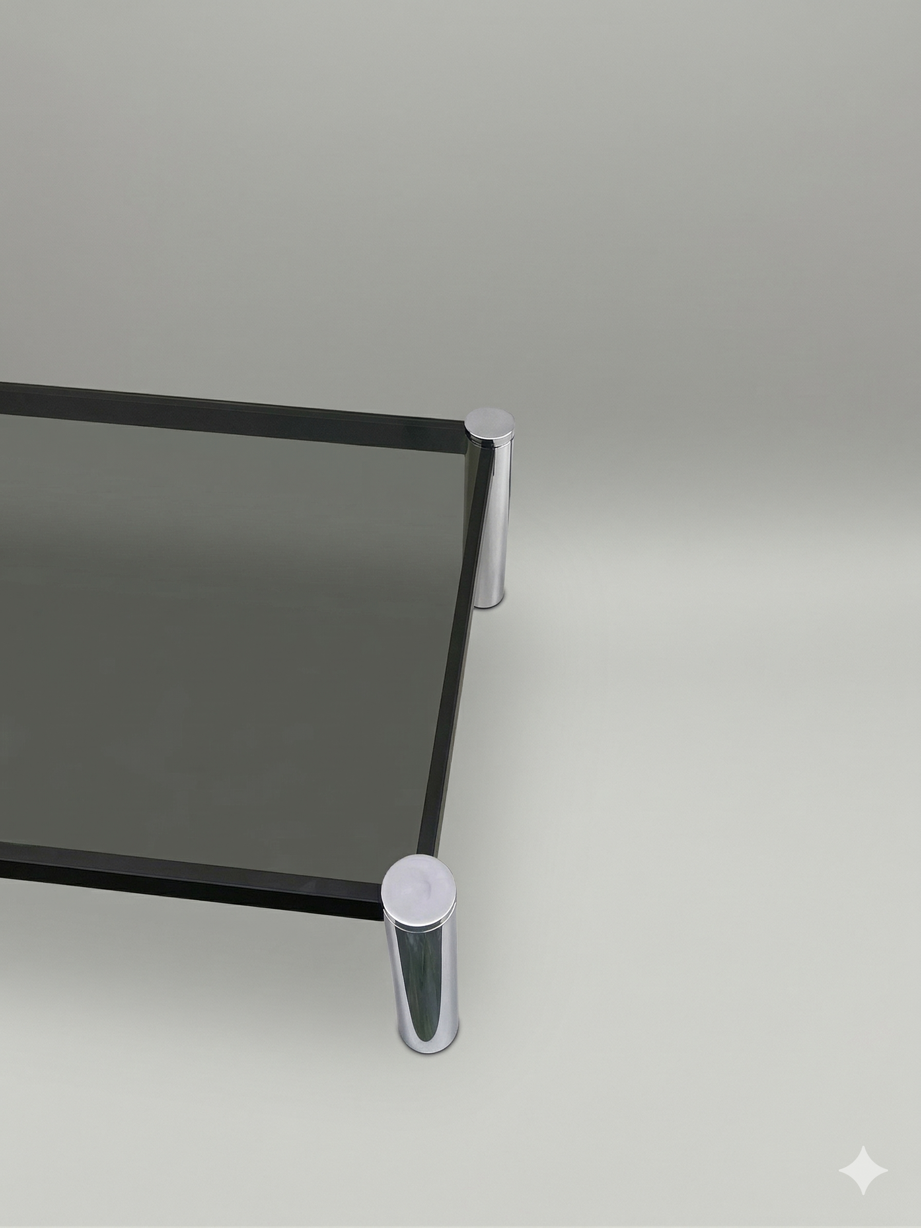 Grande table basse verre fumé 120 cm – design vintage