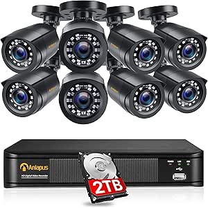 Système de vidéosurveillance avec 8 caméras et enregistreur 2 To