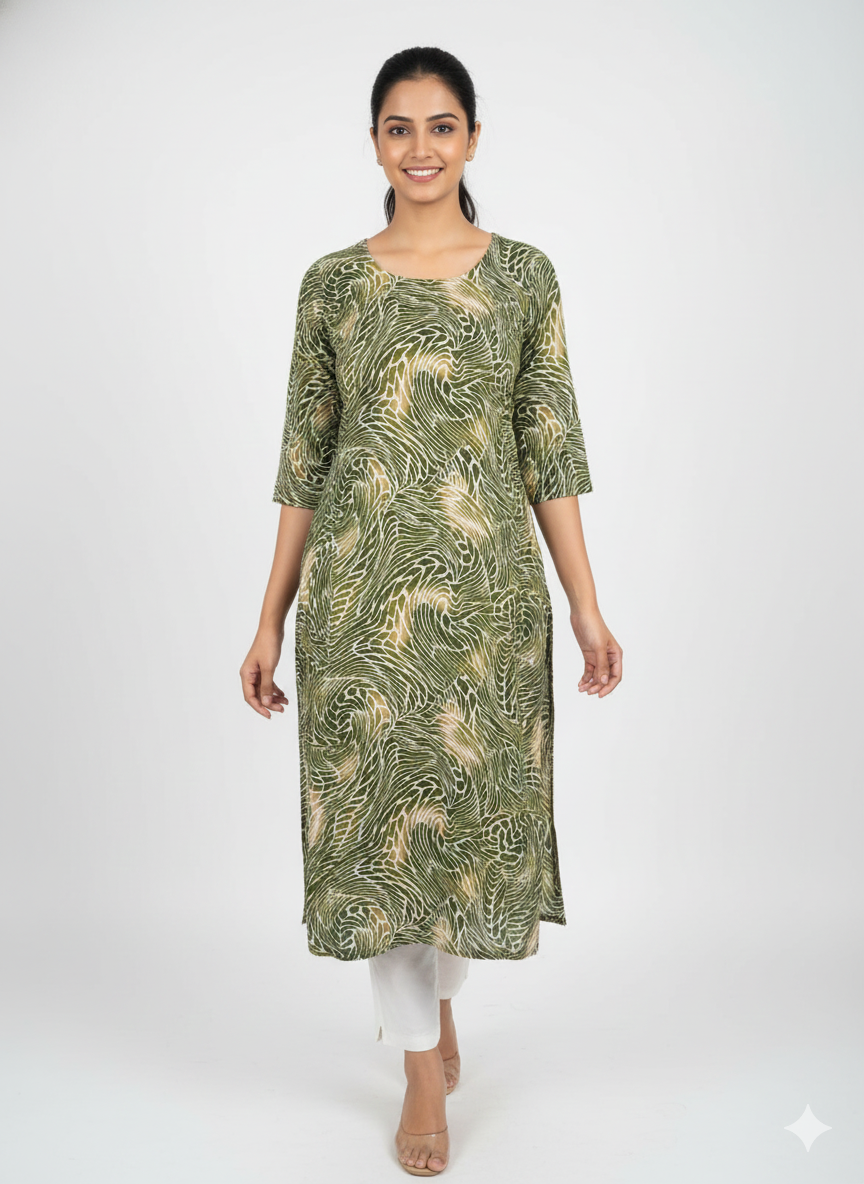 Green Printed Kurti