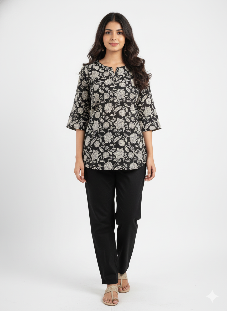 Floral Print Tunic Top