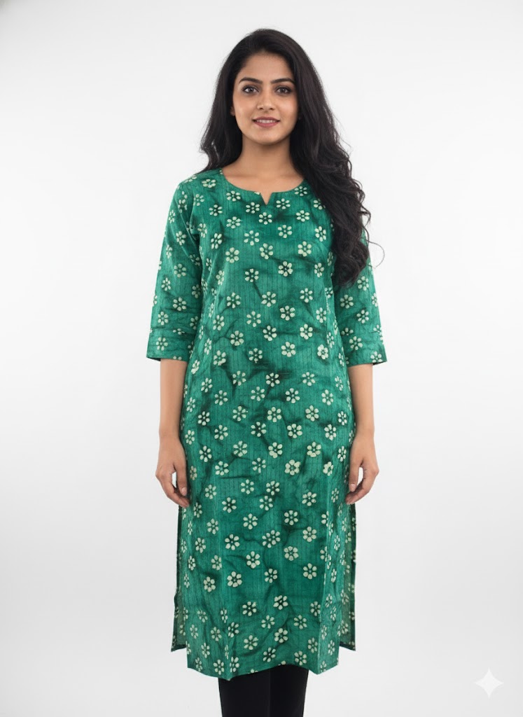 Green Floral Printed Kurti