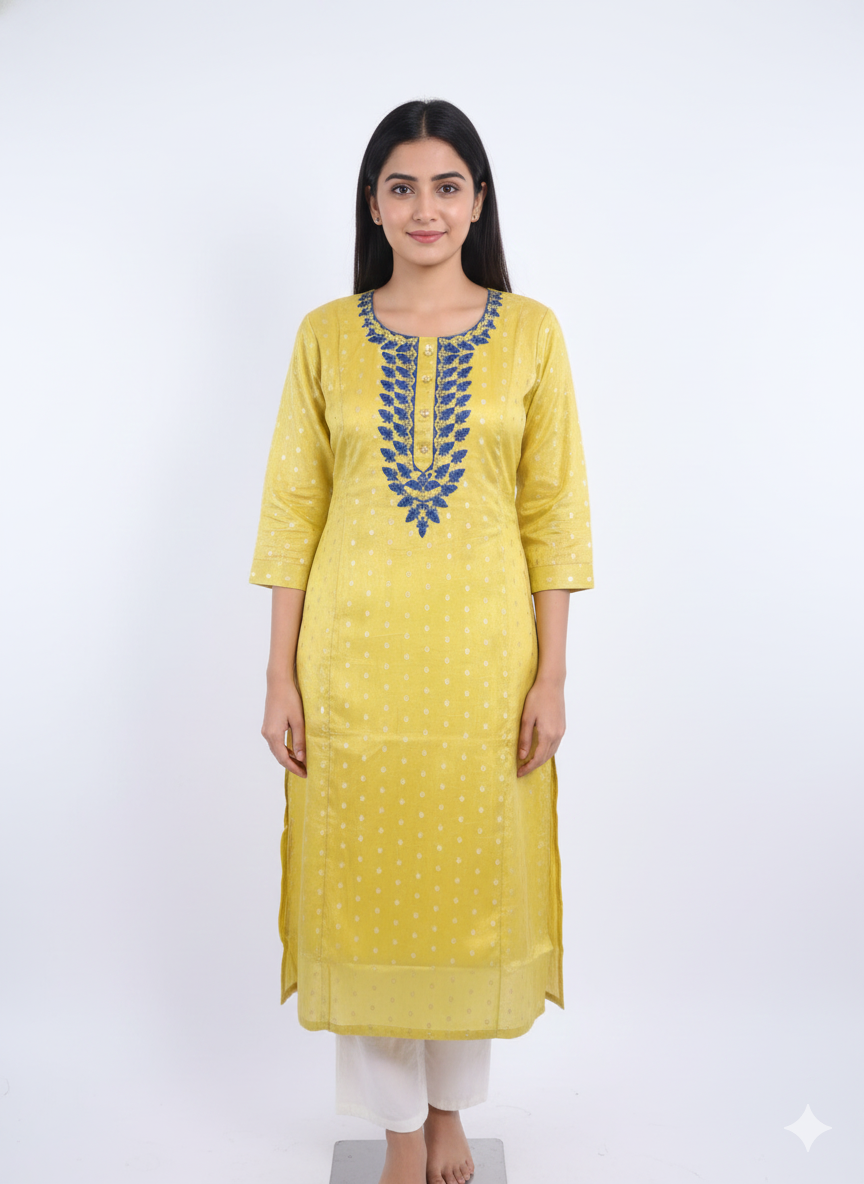 Yellow Cotton Kurta