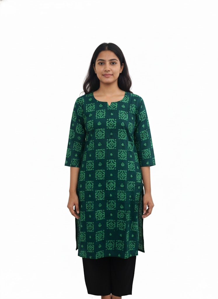 Green Printed Kurti
