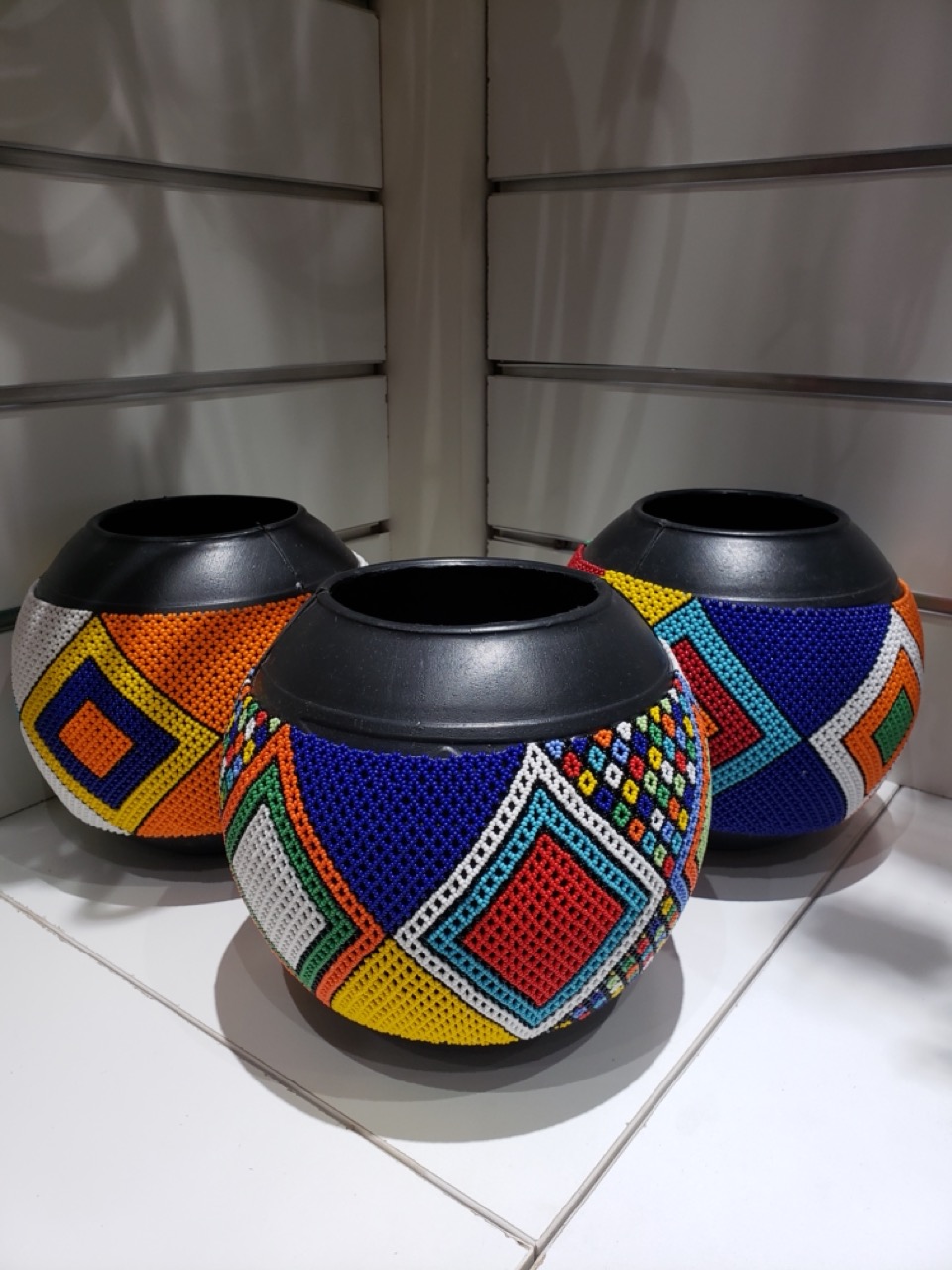 Handcrafted Beaded African Pots