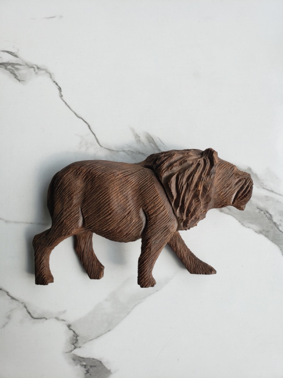 Handcrafted Wooden Lion Figurine