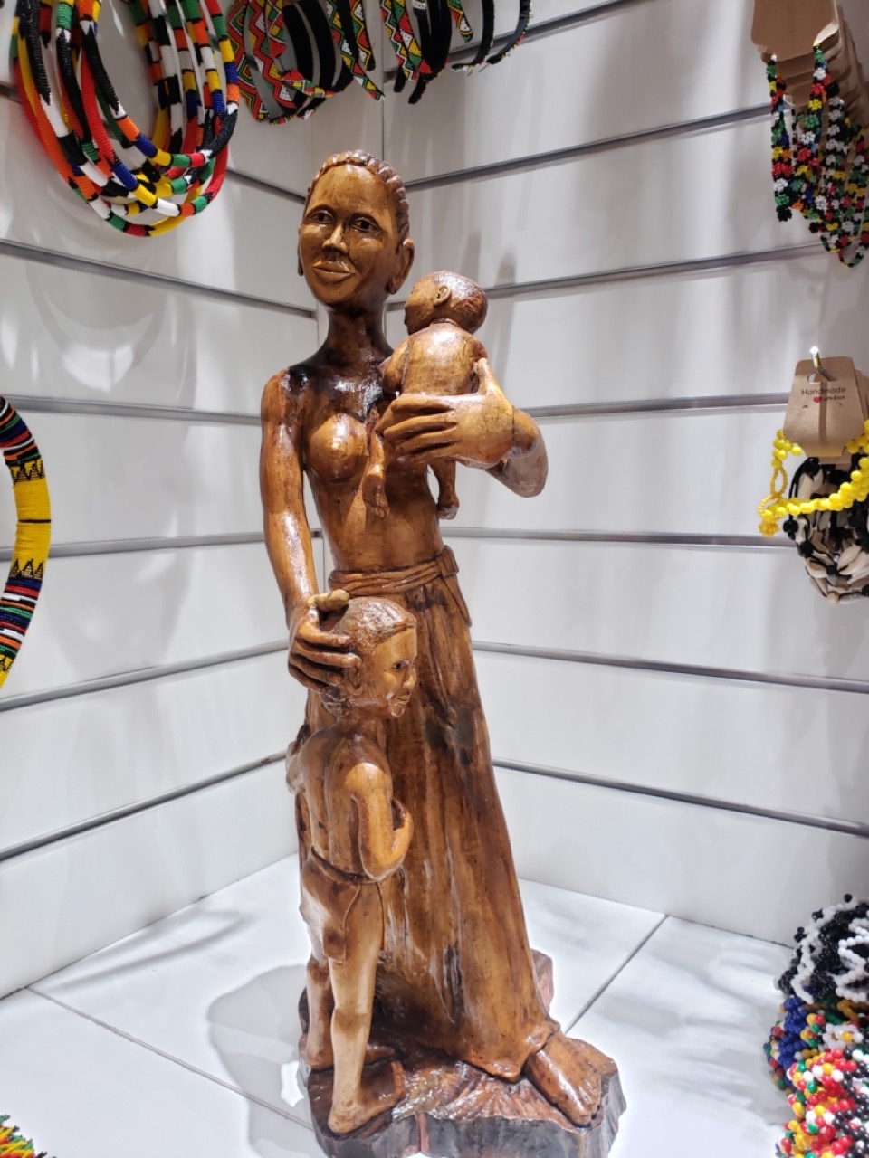 Handcrafted Wooden Family Statue