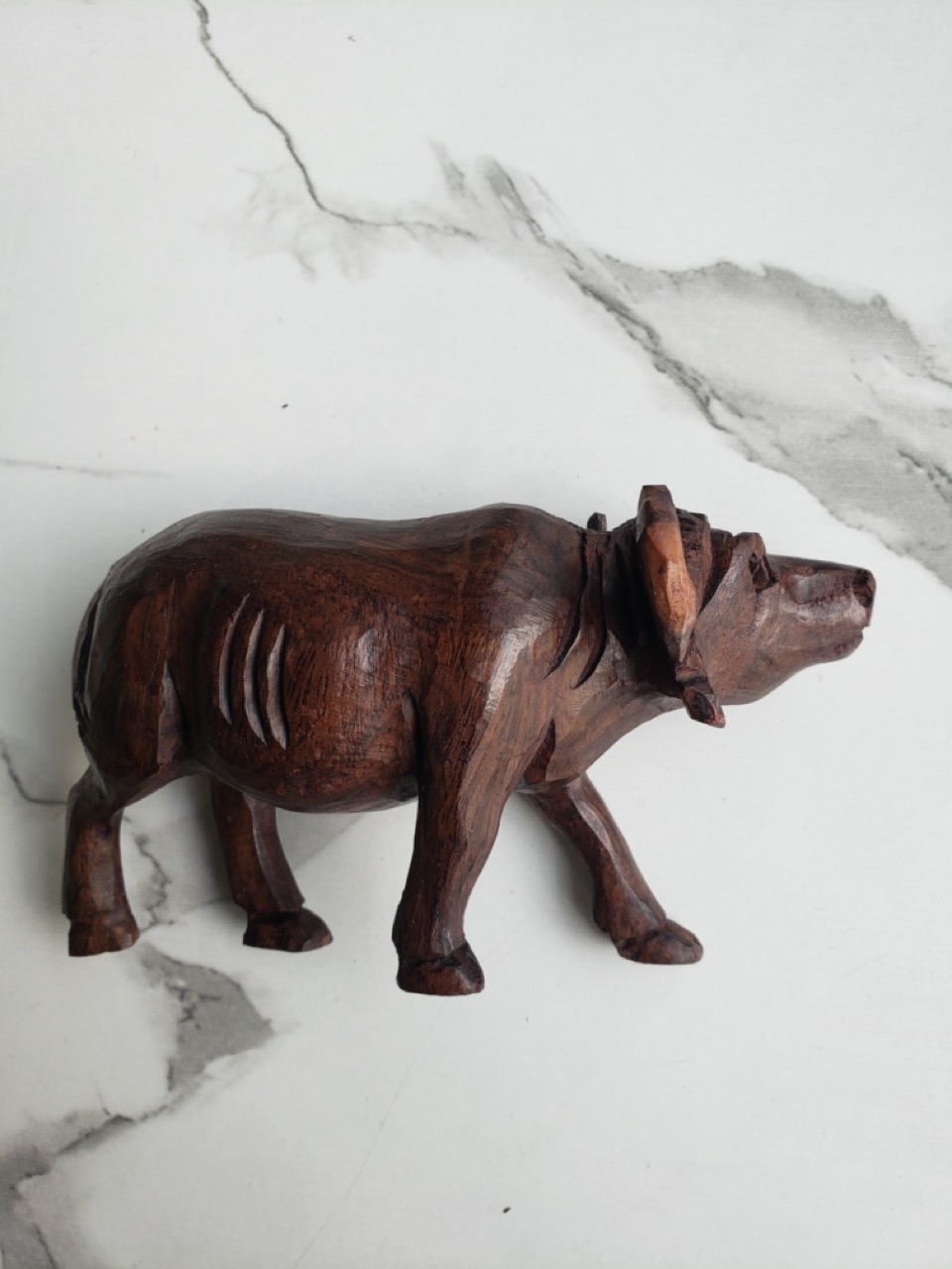 Handcrafted Wooden Buffalo Figurine